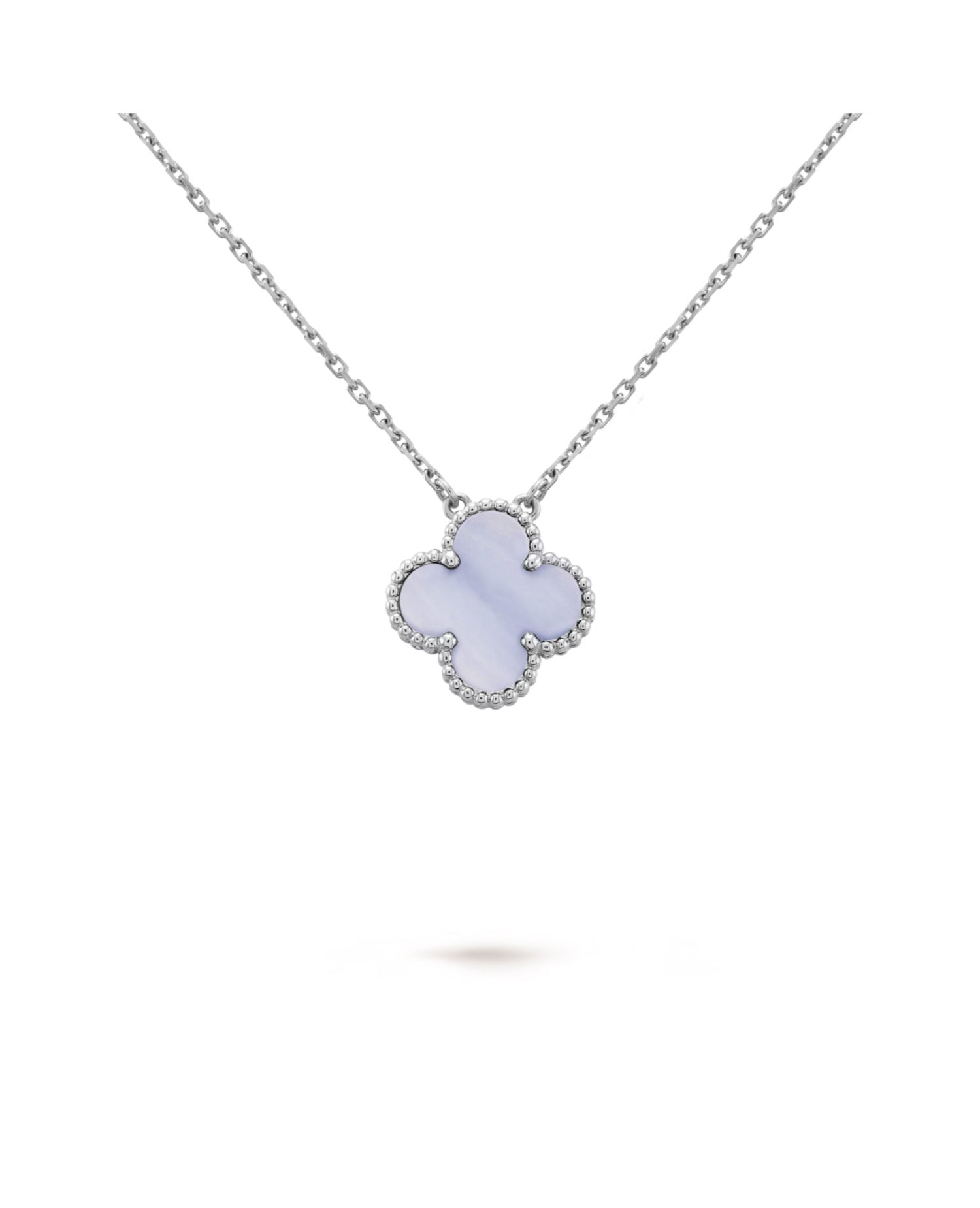 Van Cleef Vintage Alhambra pendant, white gold, Chalcedony