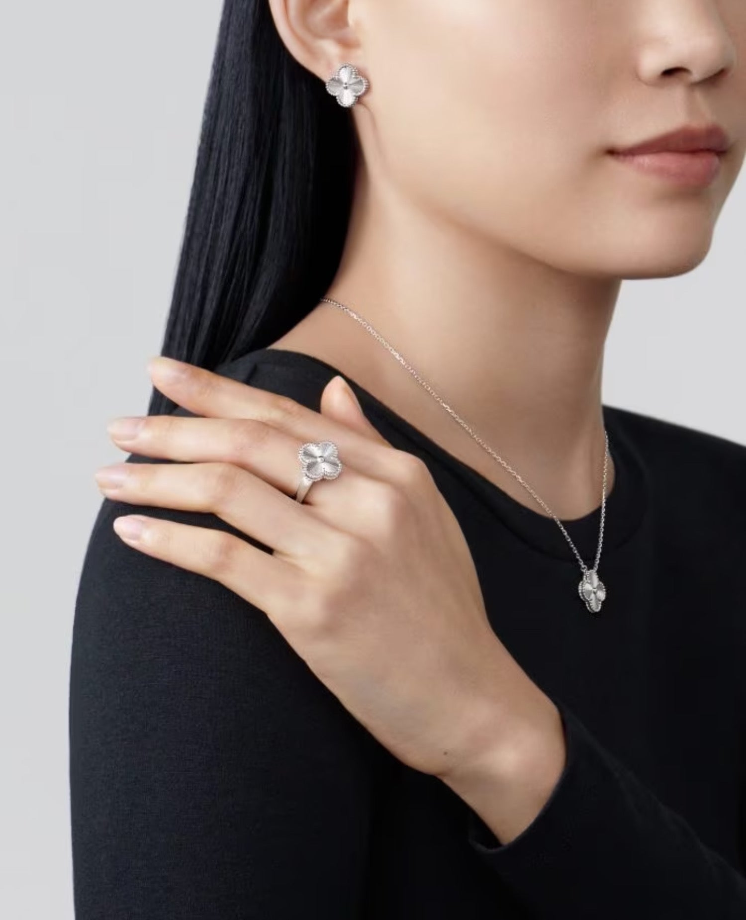 Van Cleef Vintage Alhambra earrings, white gold