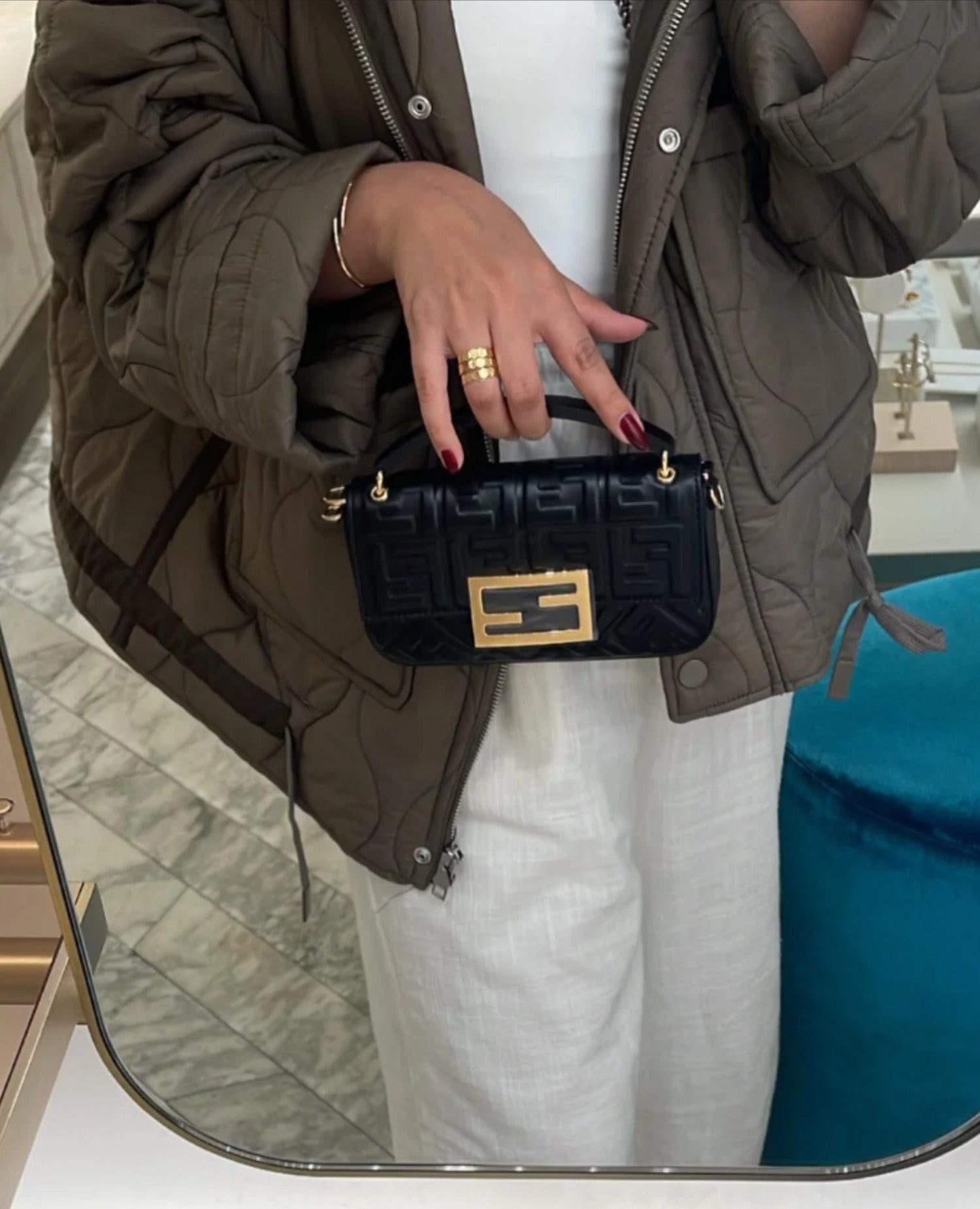 Fendi Baguette Phone Black Leather Pouch