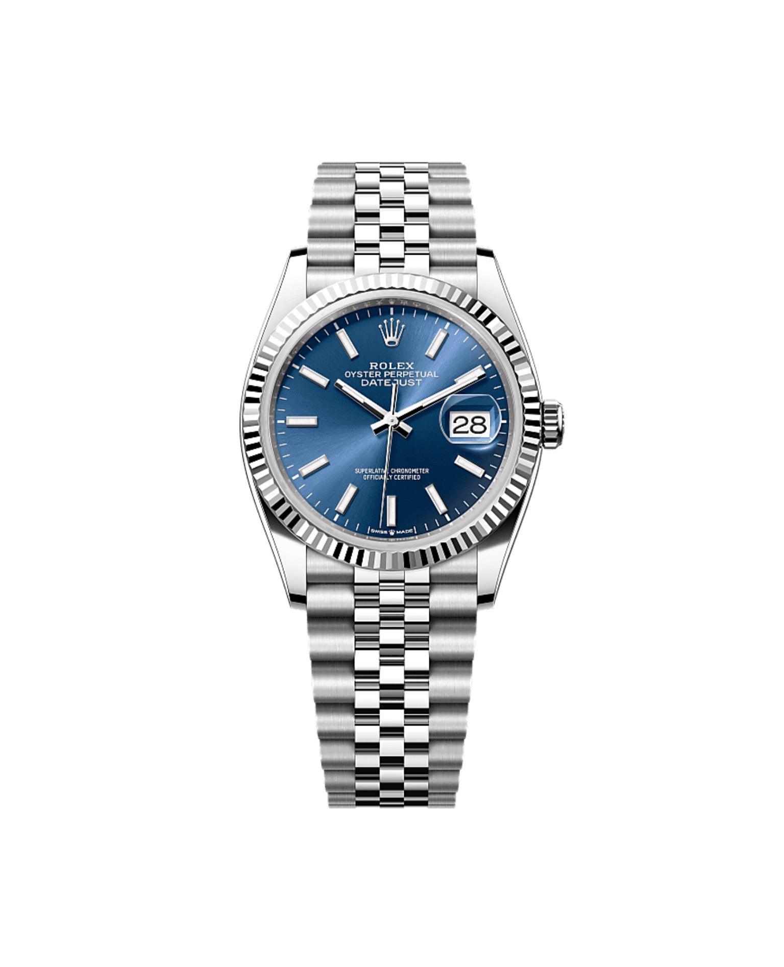 Rolex Datejust 31 Oyster, 31 mm, Oystersteel, white gold, Blue Dial