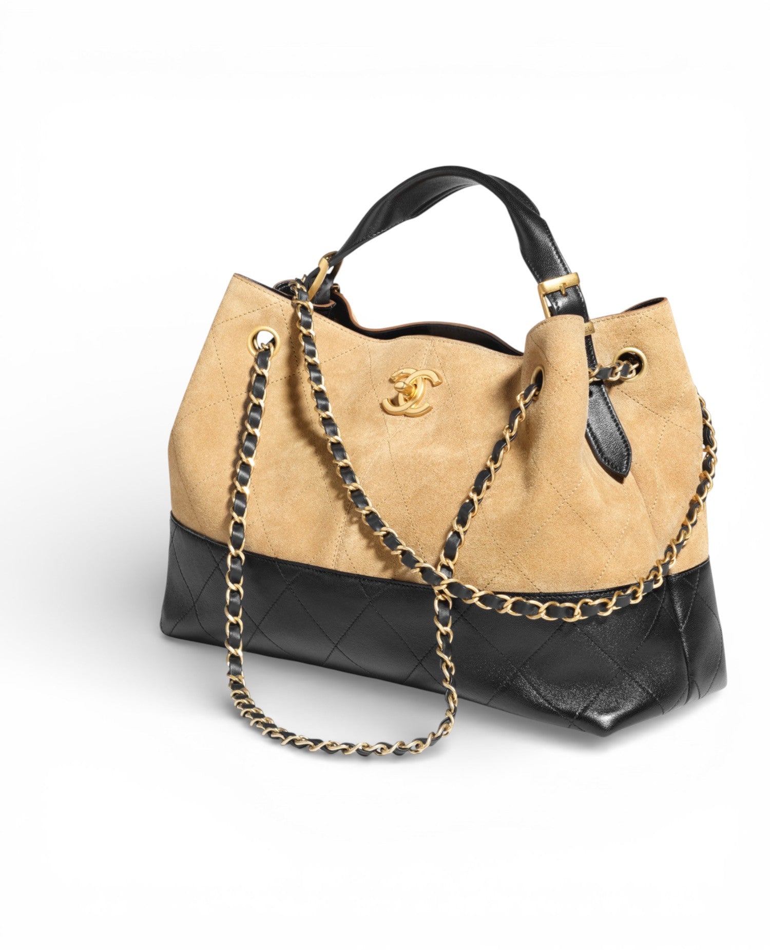 COCO Small Hobo Bag Brown Suede And Black Shiny