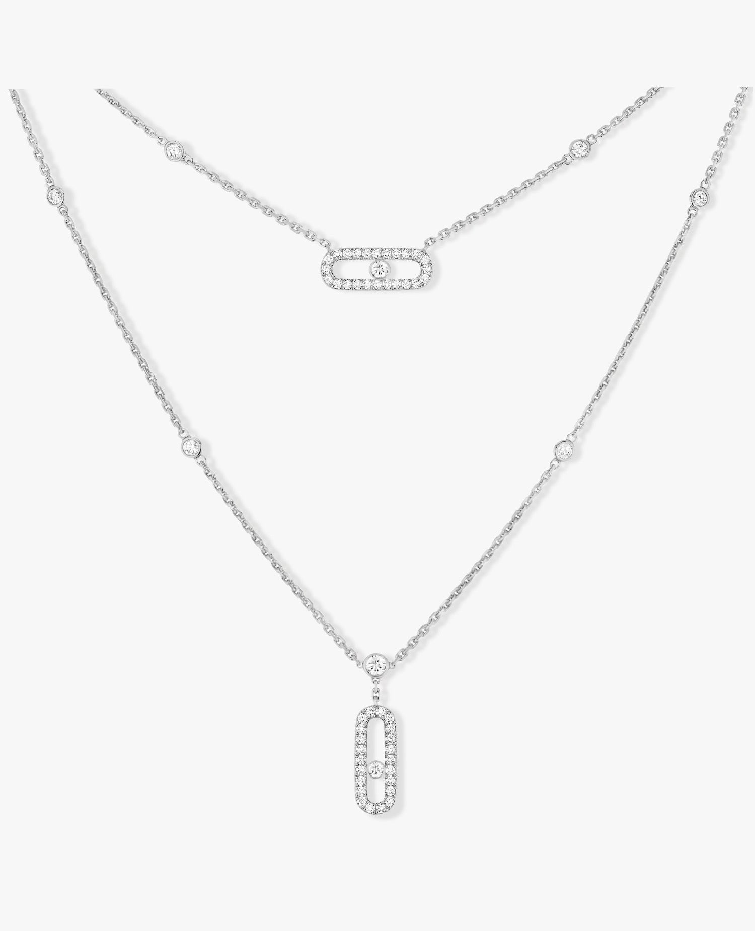 Messika Move Uno 2 Rows Pavé Necklace Silver