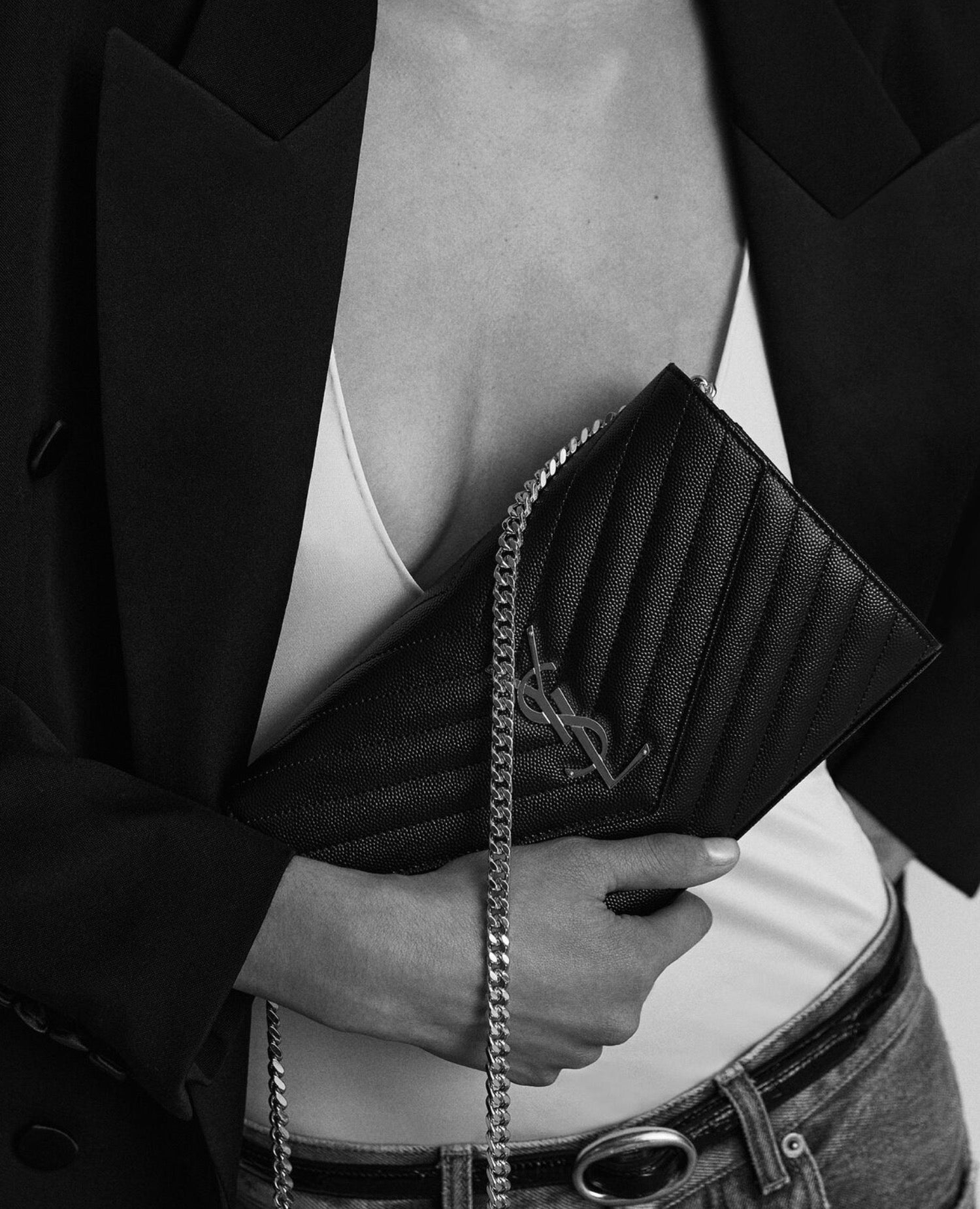 Saint Laurent Cassandre Matelassé Chain Wallet