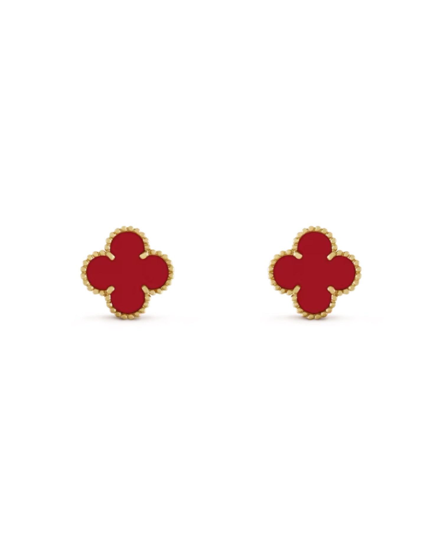 Van Cleef Vintage Alhambra earrings, yellow gold, Carnelian