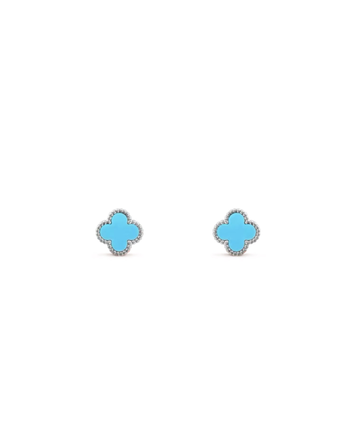 Van Cleef Sweet Alhambra earstuds, white gold, Turquoise