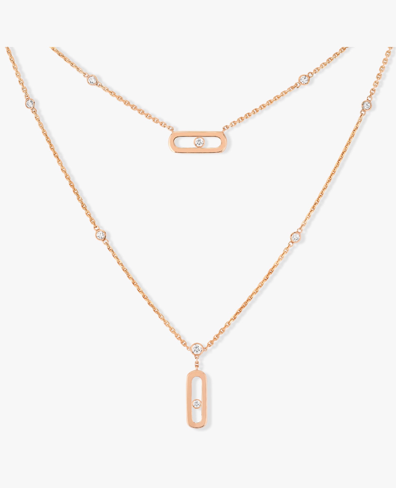 Messika Move Uno 2 Rows Necklace Pink Gold