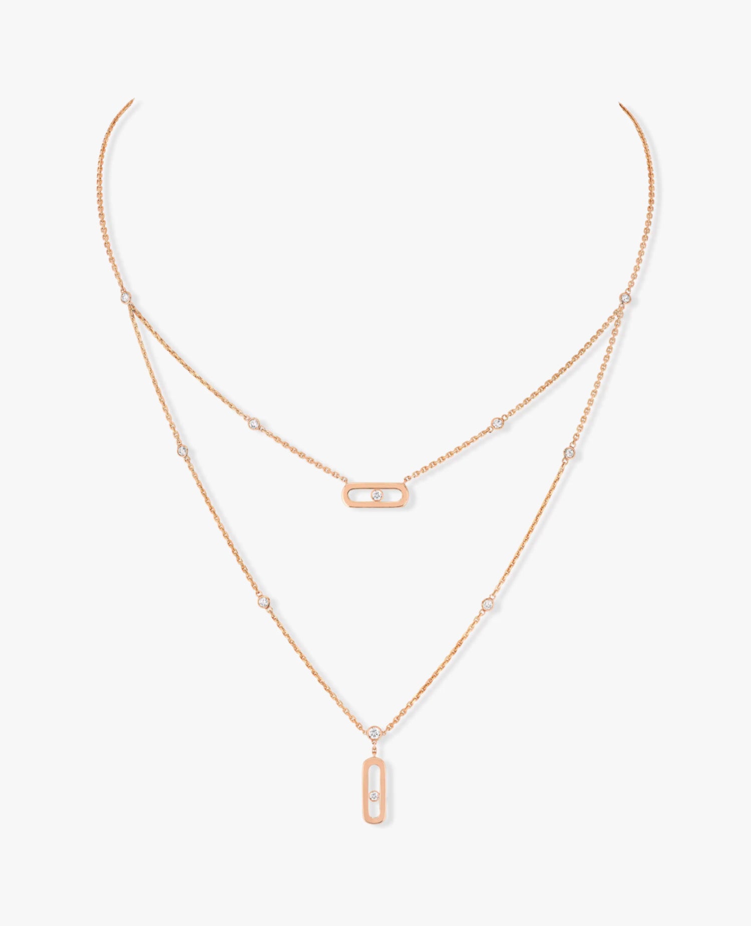 Messika Move Uno 2 Rows Necklace Pink Gold