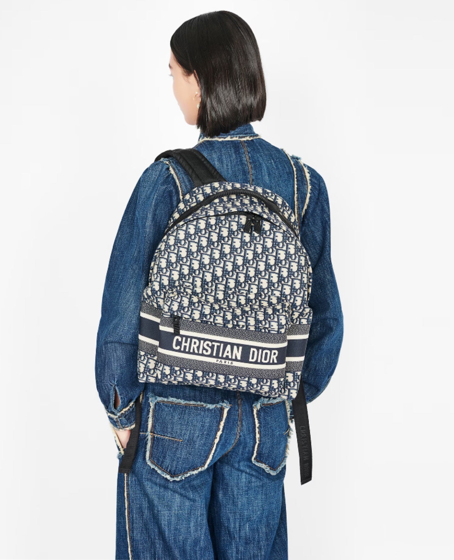 Christian Dior Travel Backpack Blue Jacquard