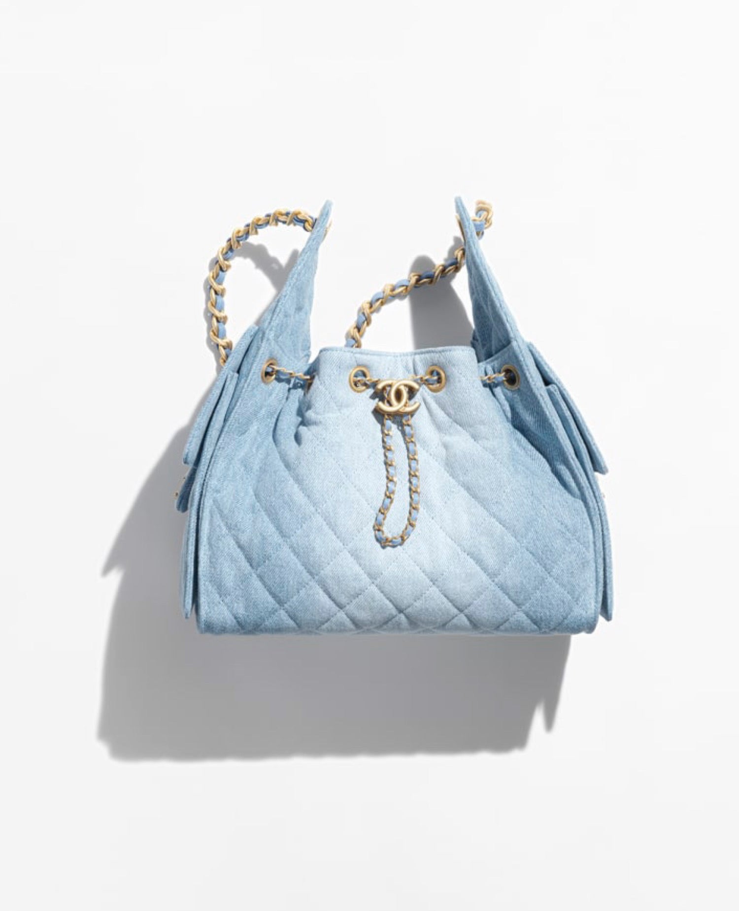 Coco 25 Small Handbag Washed Denim & Gold-Tone Metal Blue