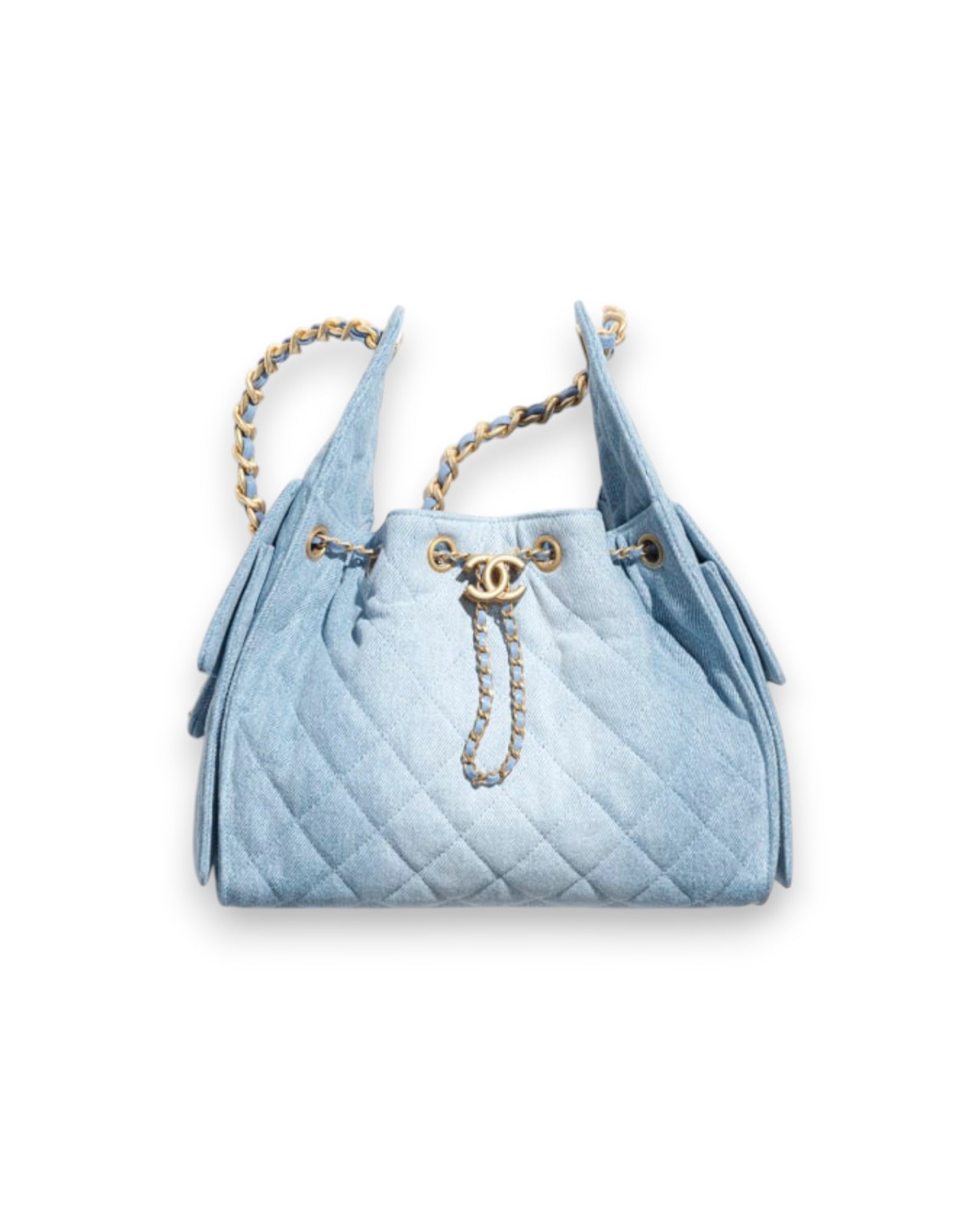 COCO 25 Small Handbag Washed Denim & Gold-Tone Metal Blue
