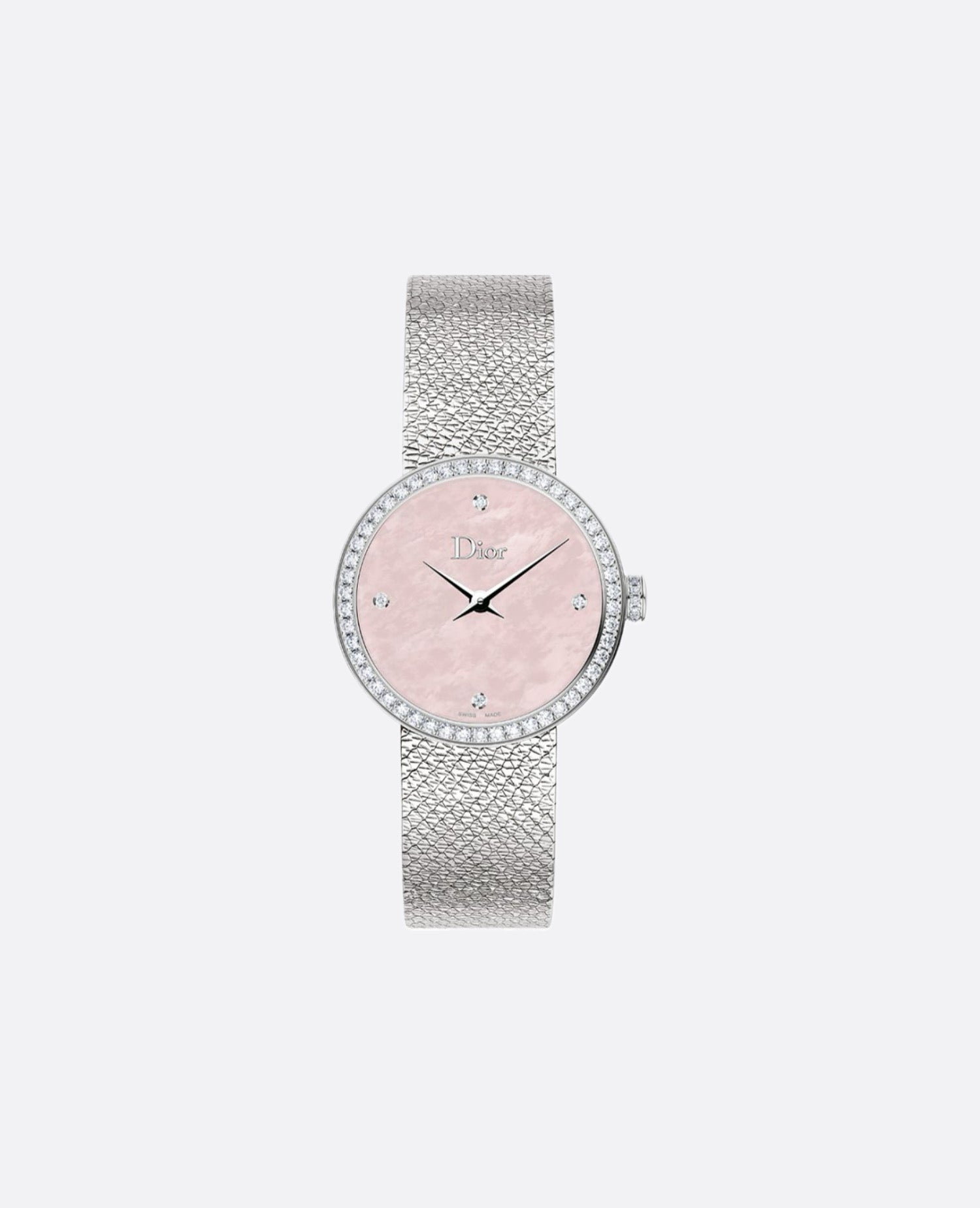 Christian Dior La D de Dior Satine 25 MM, Pink Mother-Of-Pearl and Diamonds