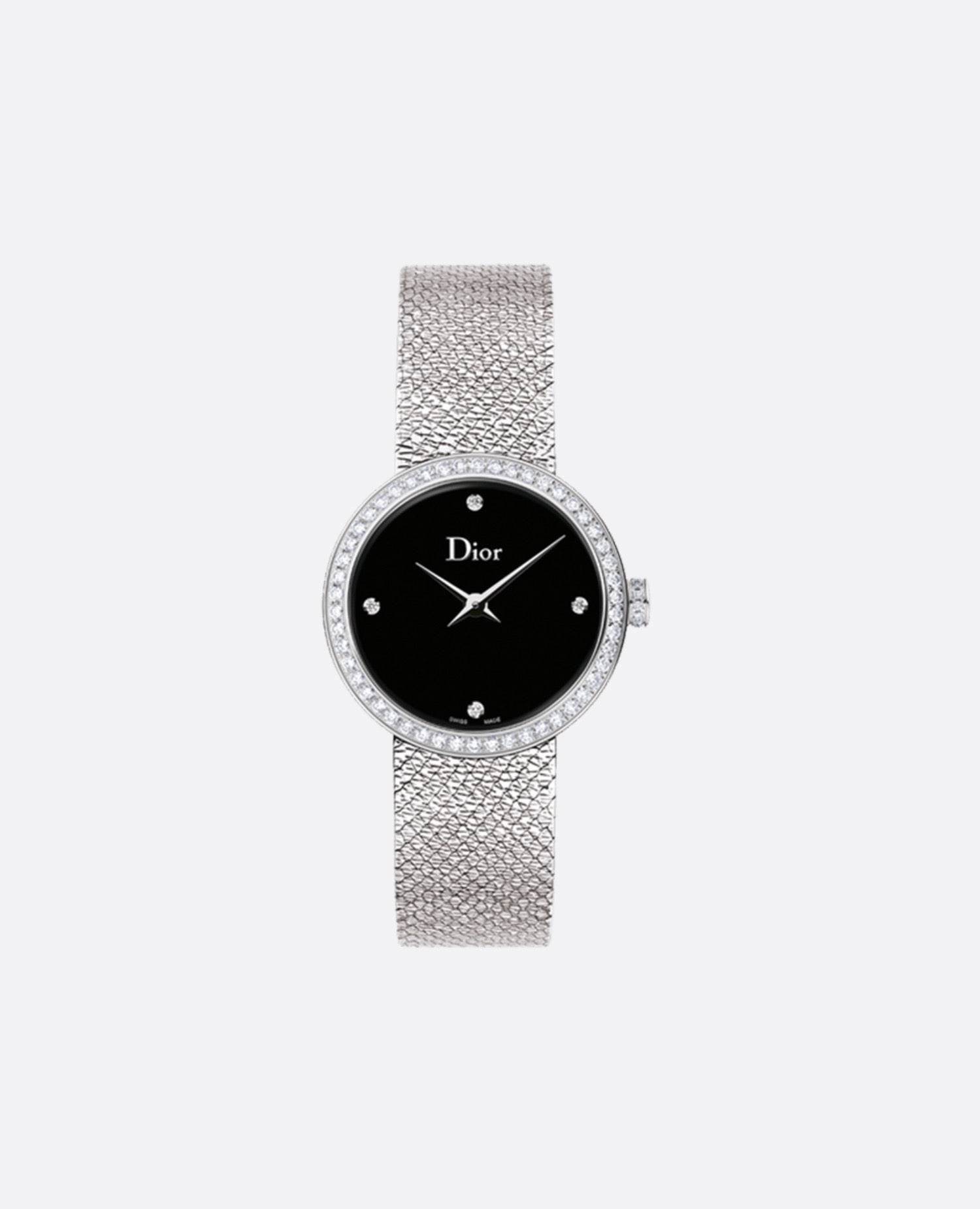 Christian Dior La D de Dior Satine 25 MM, Steel, Black Mother-Of-Pearl and Diamonds