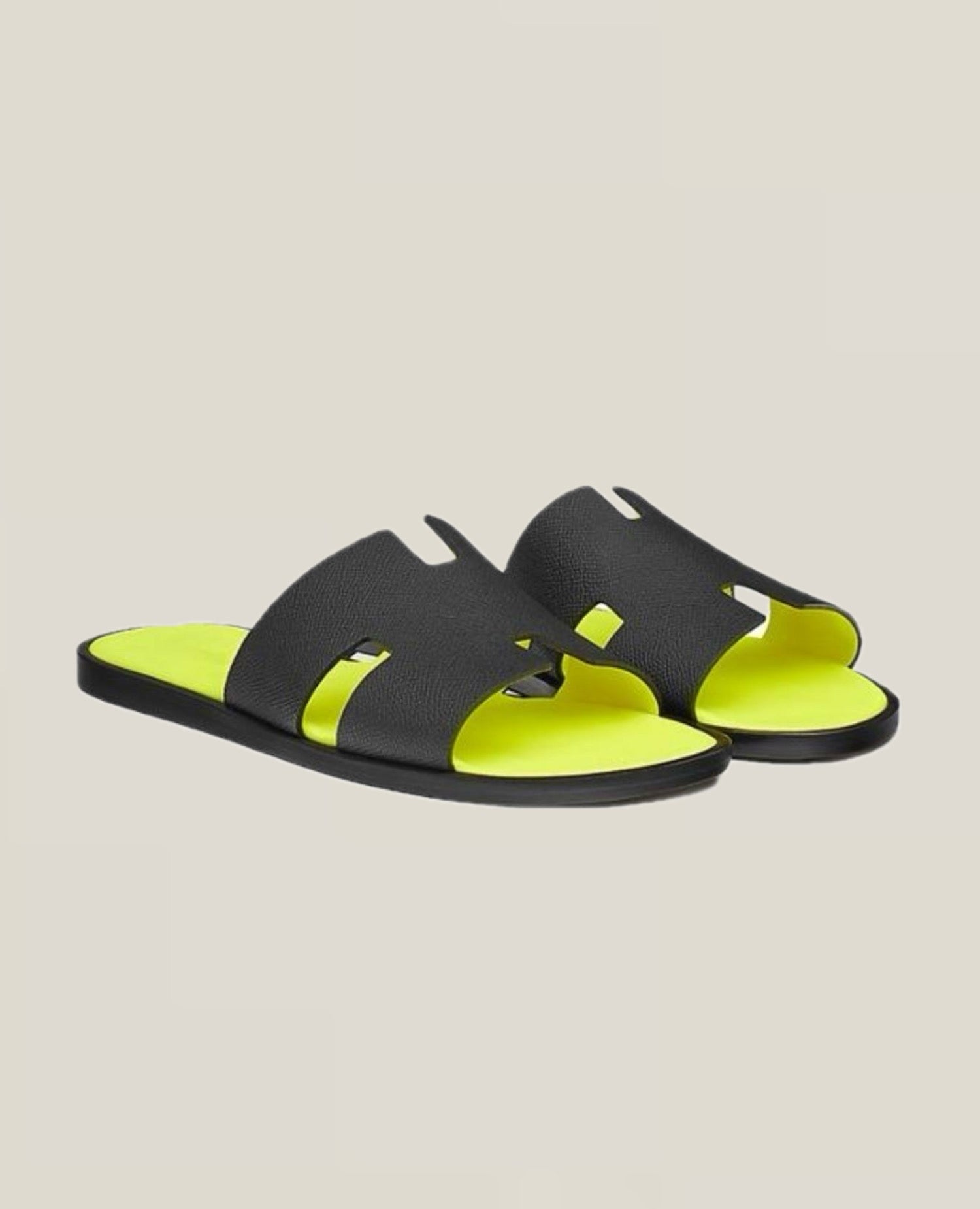 Hermès Izmir Sandal Yellow / Noir
