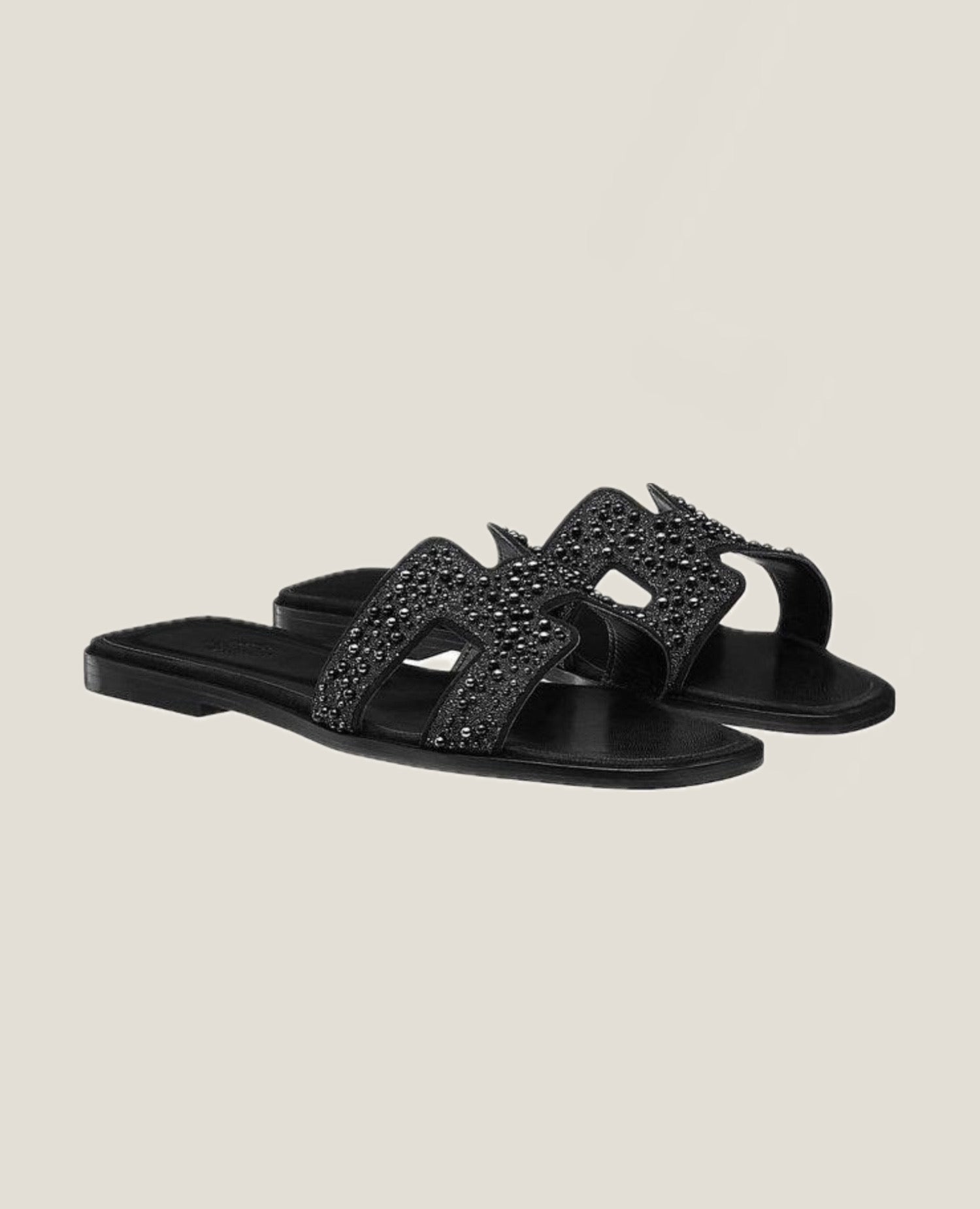 Hermès Oran Sandal Rhinestone Noir
