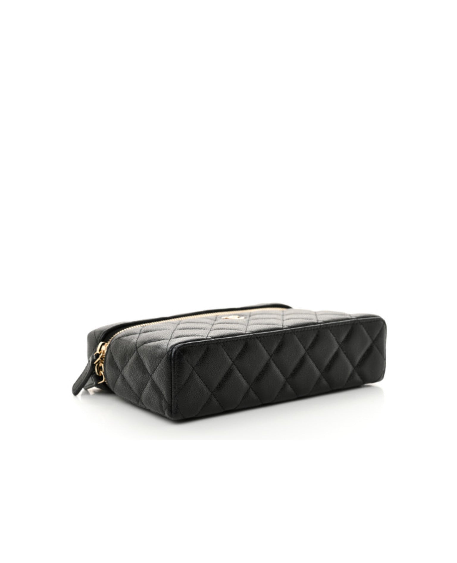 Coco Caviar Quilted Top Handle Slim Vanity With Chain Black
