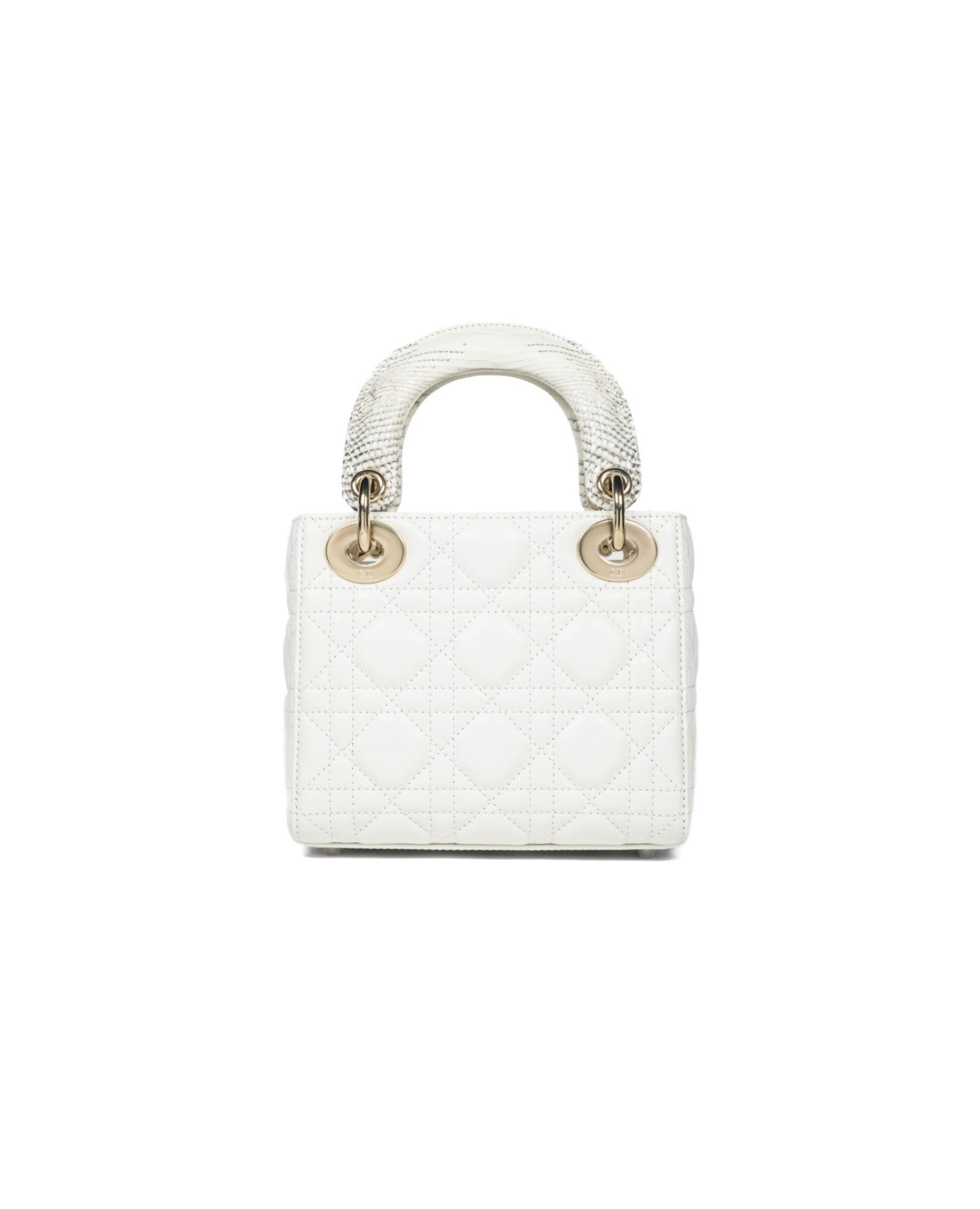 Christian Dior Mini Lady Dior Bag White Calfskin Python