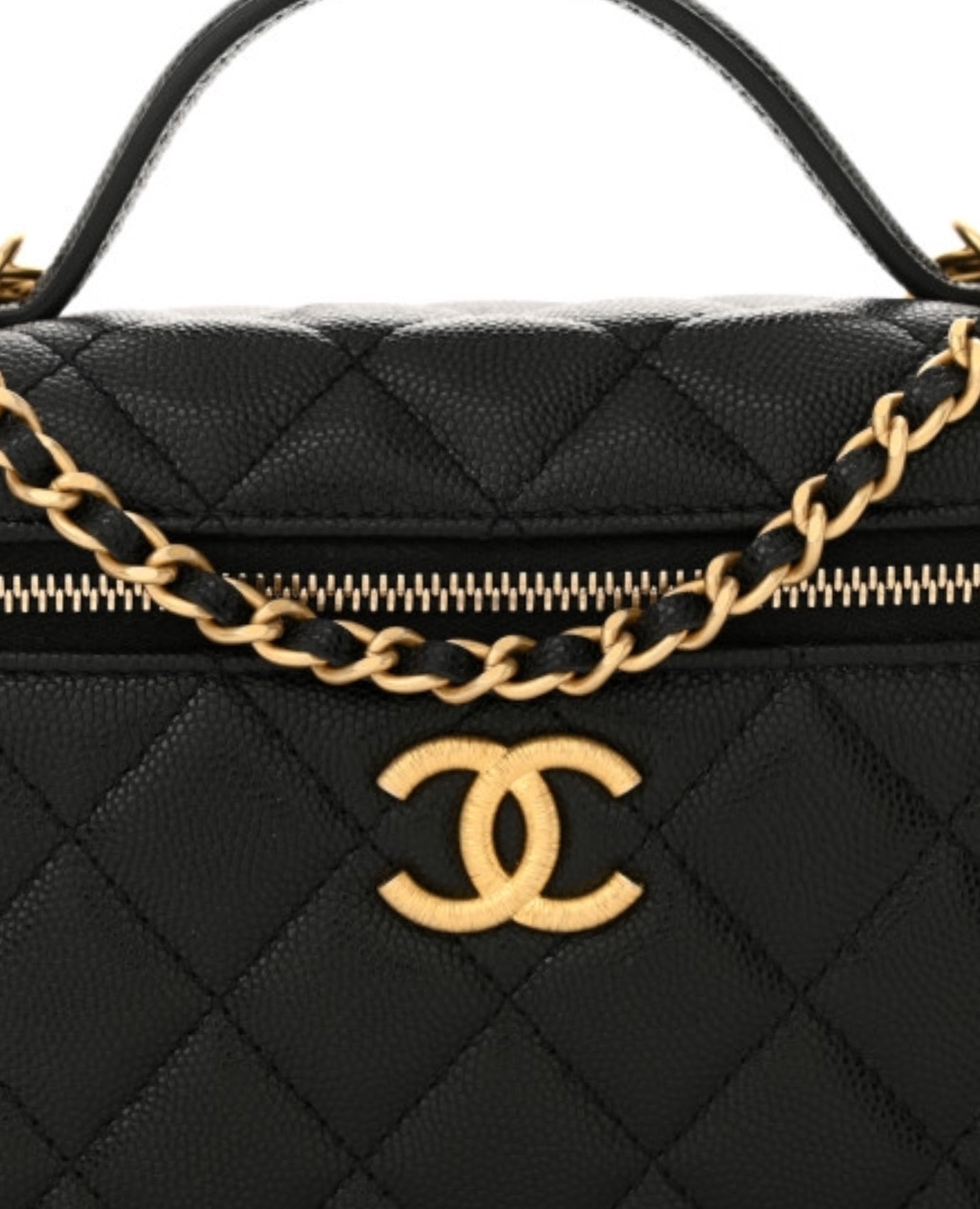 Coco Top Handle Clutch Slim With Chain Caviar Quilted Black