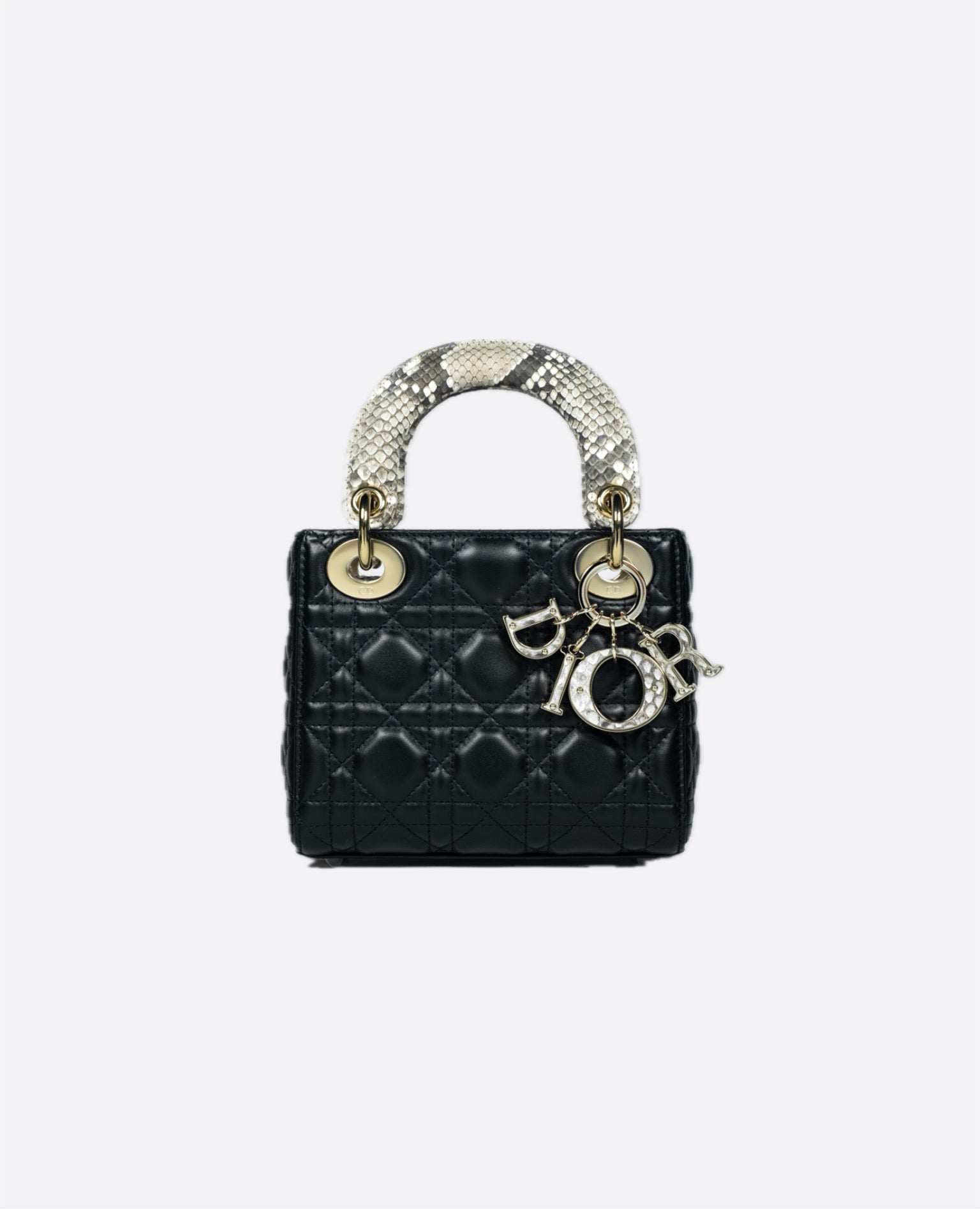 Christian Dior Mini Lady Dior Bag  Black Calfskin Python