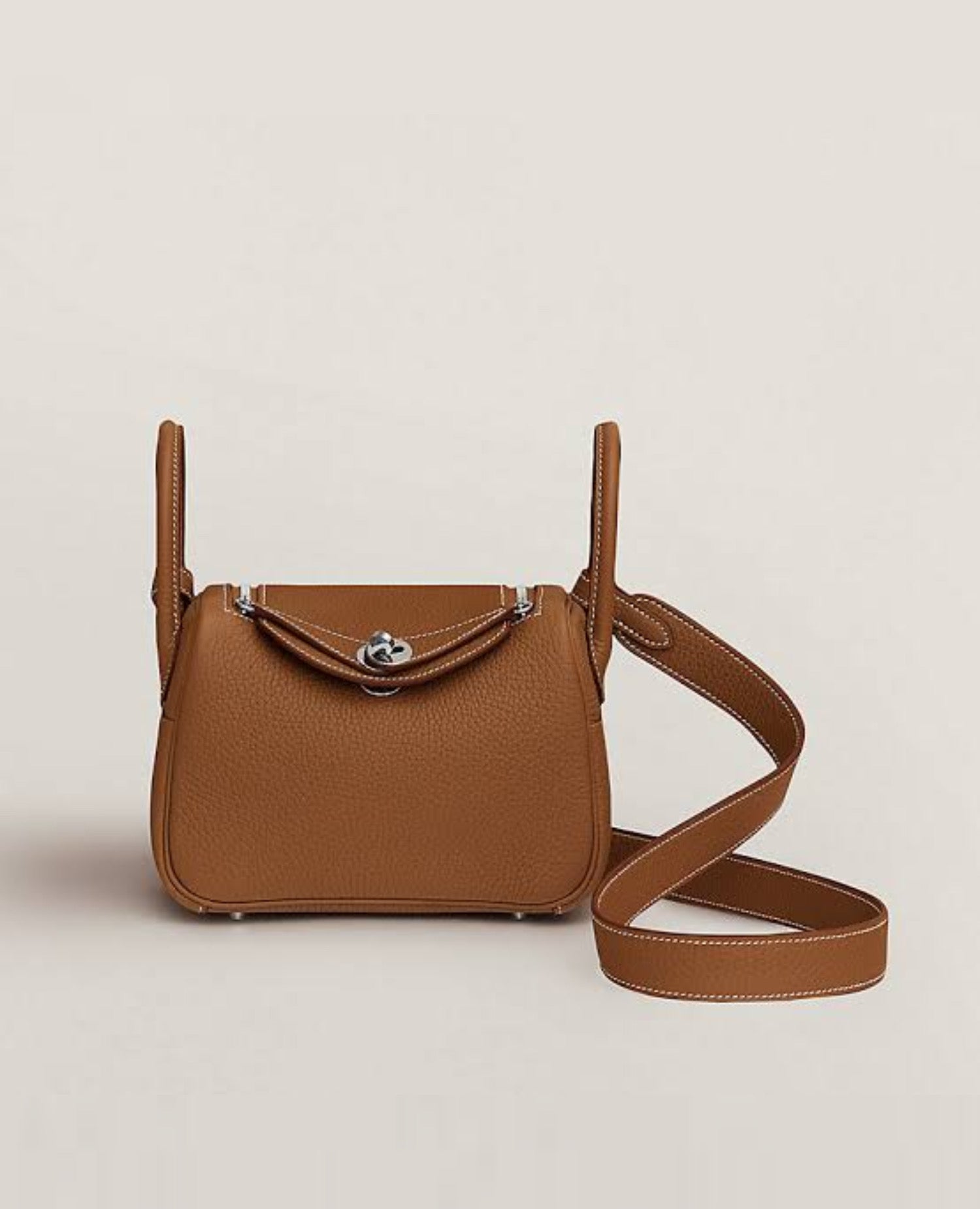 Hermès Mini Lindy 20 Bag Brown Silver