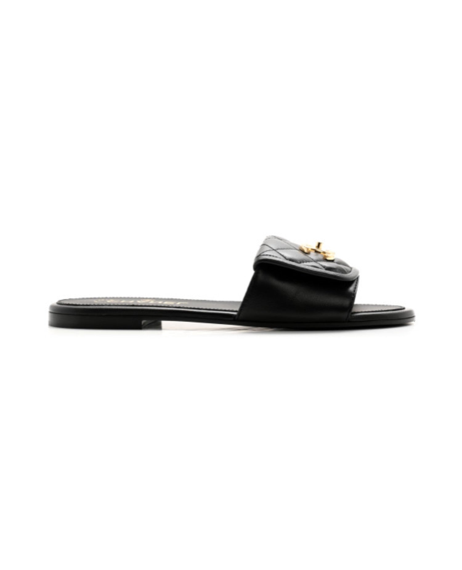 Coco Lambskin Quilted Turnlock Flat Mules