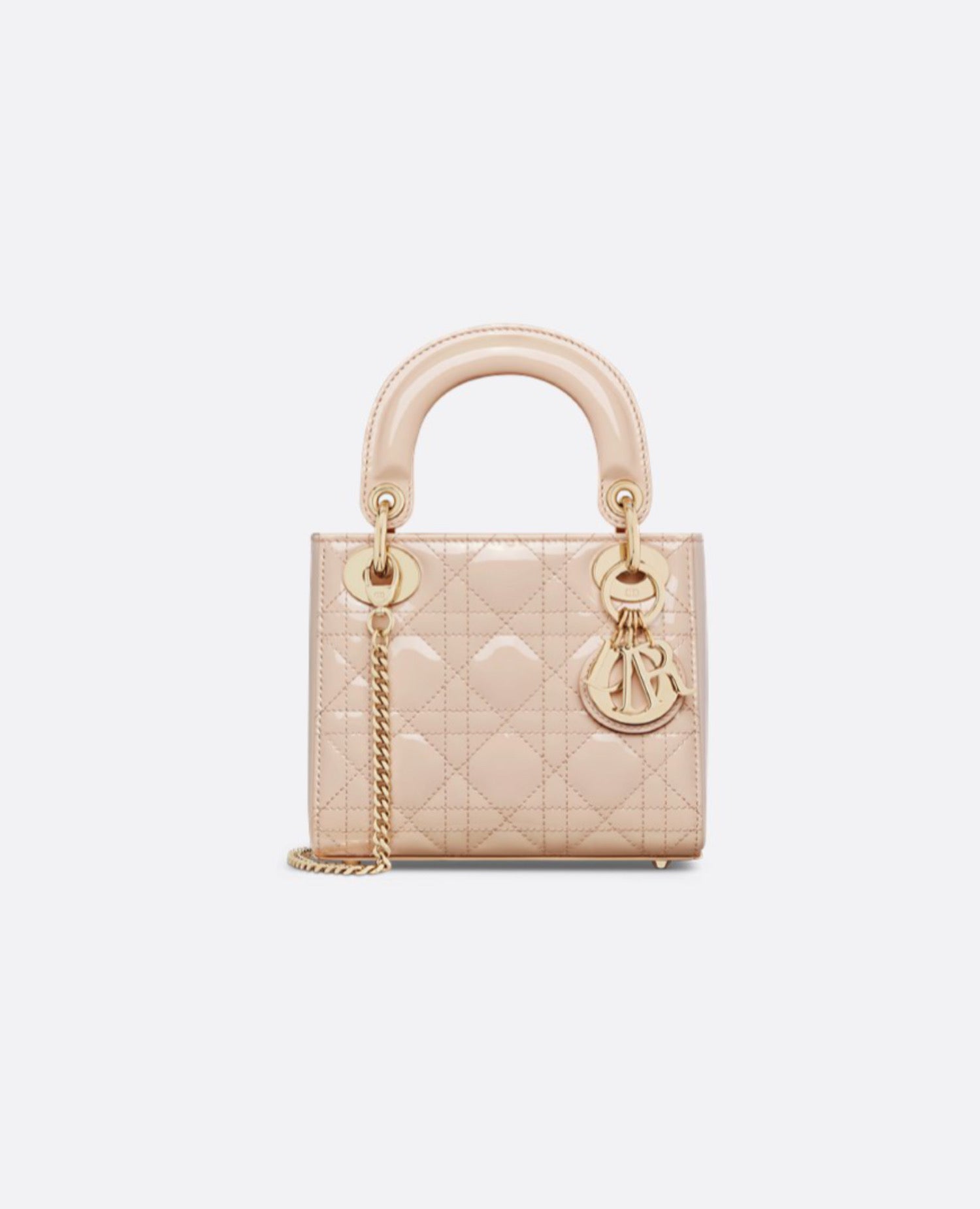 Christian Dior Mini Lady Dior Bag Powder Beige Cannage Patent