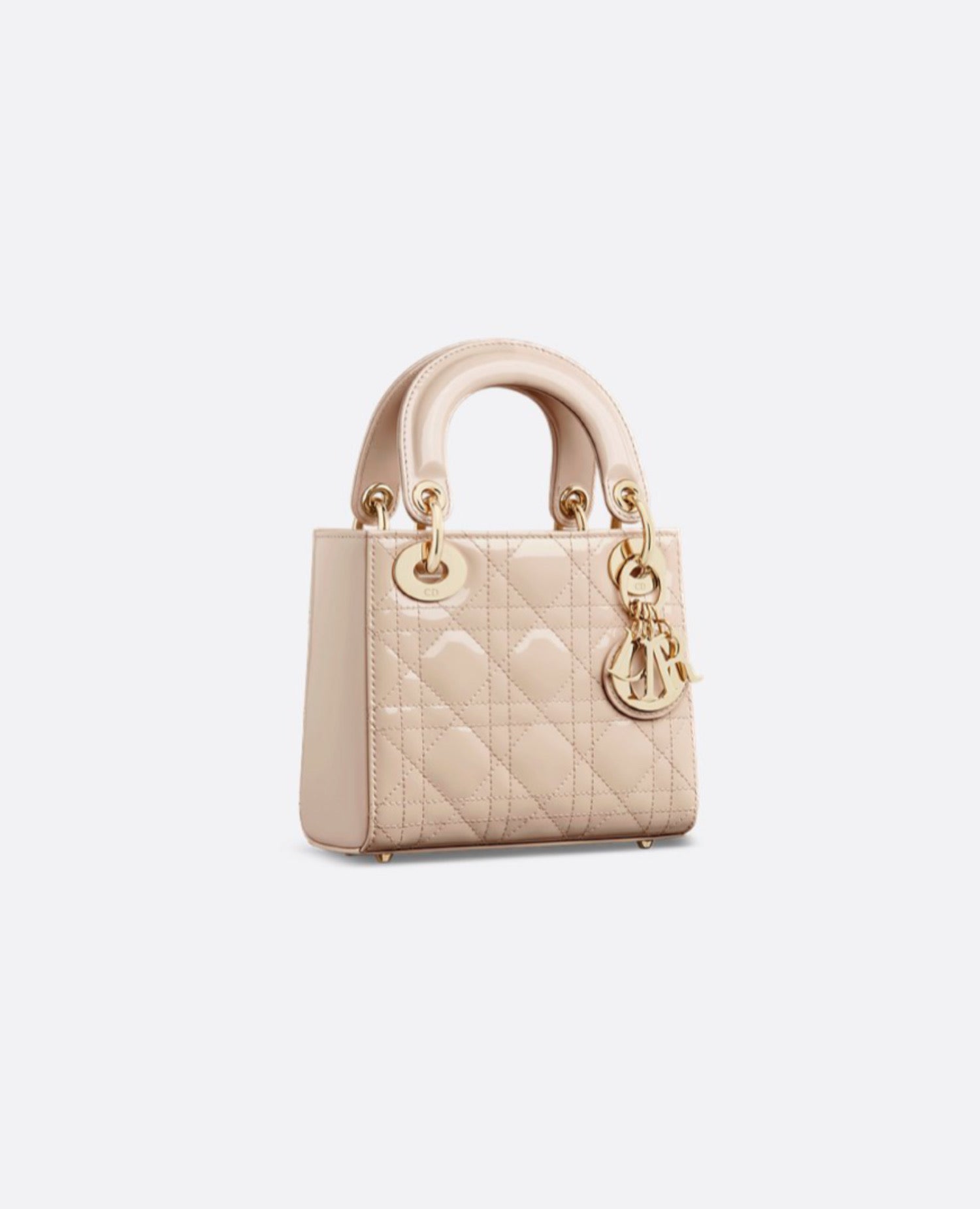 Christian Dior Mini Lady Dior Bag Powder Beige Cannage Patent