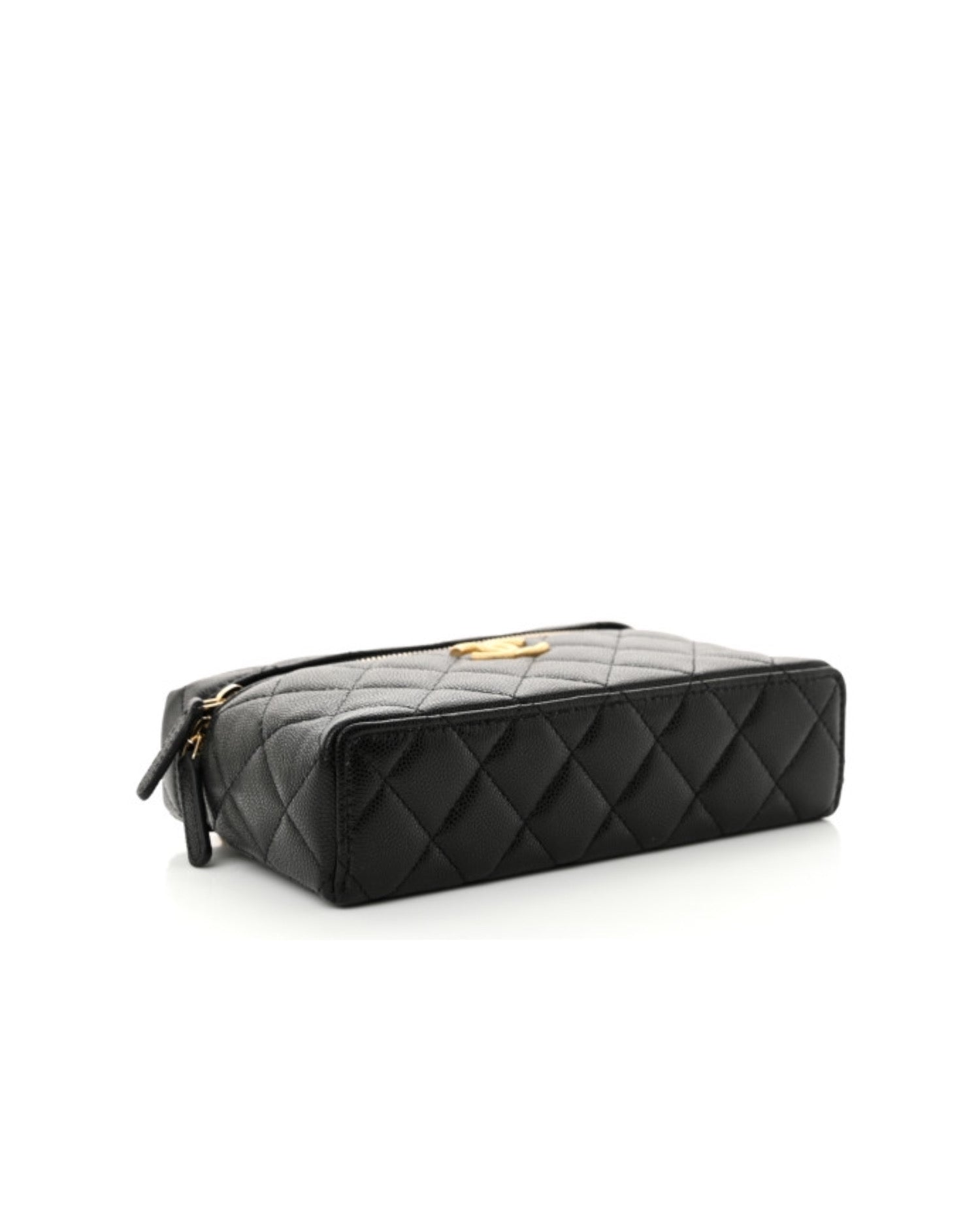 Coco Top Handle Clutch Slim With Chain Caviar Quilted Black