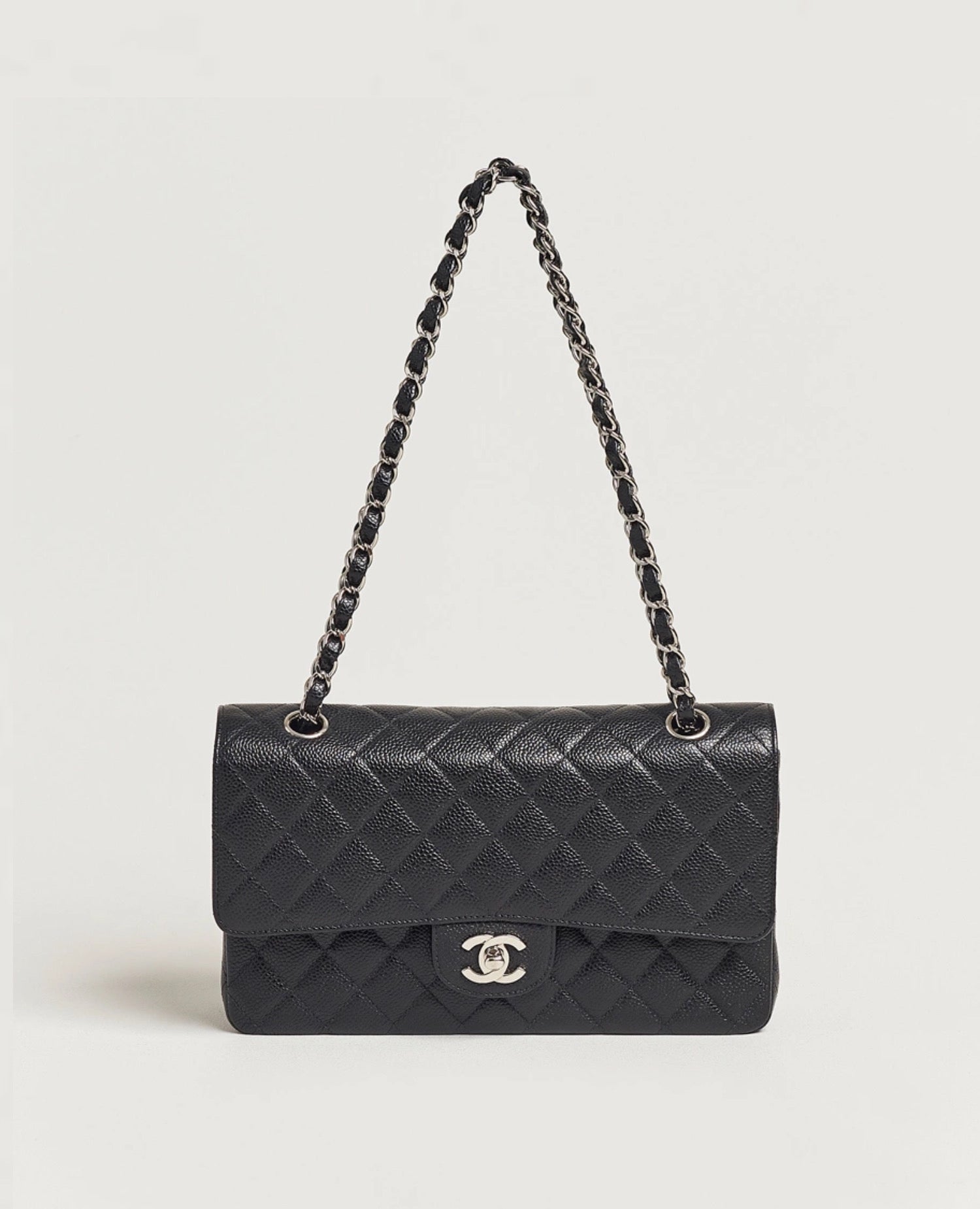 Coco Medium Classic Double Flap Silver Hardware