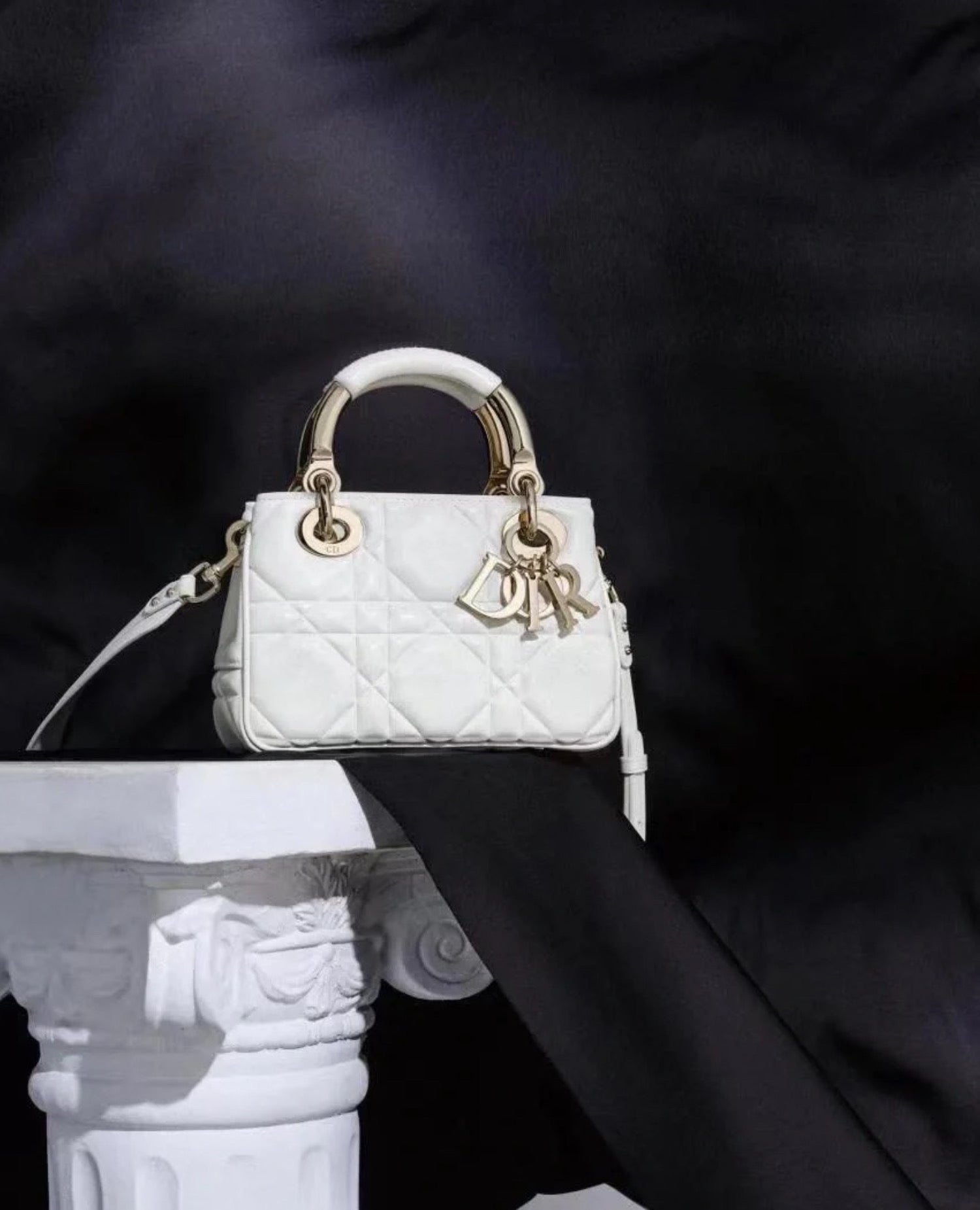 Christian Dior 95.22 latte white rattan plaid lambskin mini handbag