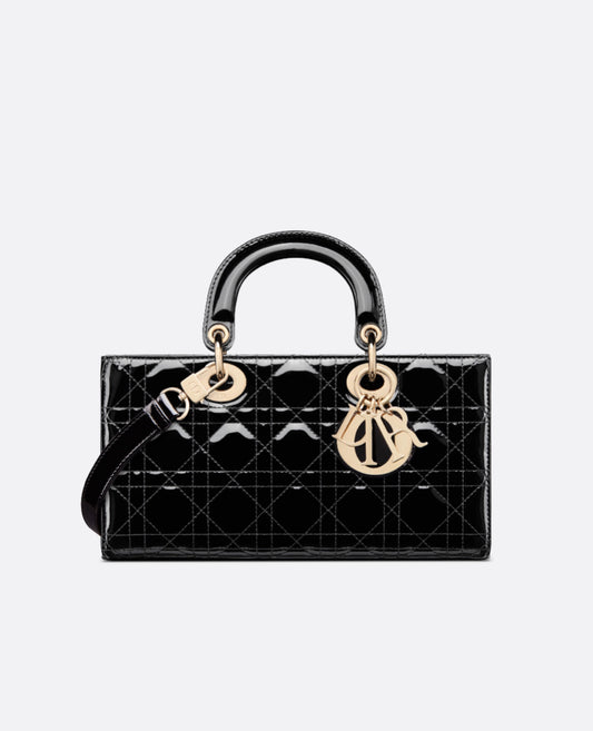 Dior Medium Lady D-Joy Bag Black Patent Cannage Calfskin