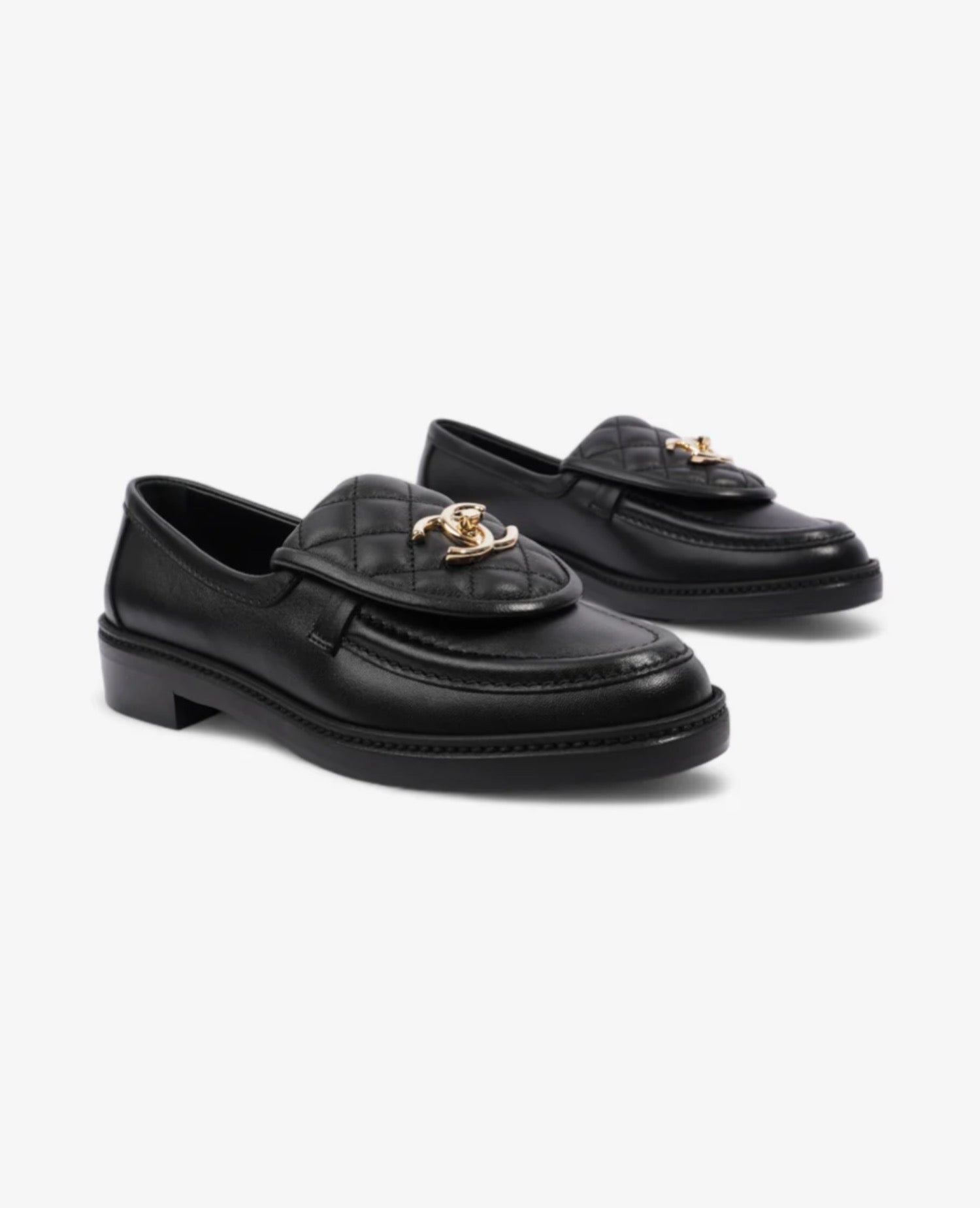 Coco Quilted CC Turnlock Black Leather Loafers