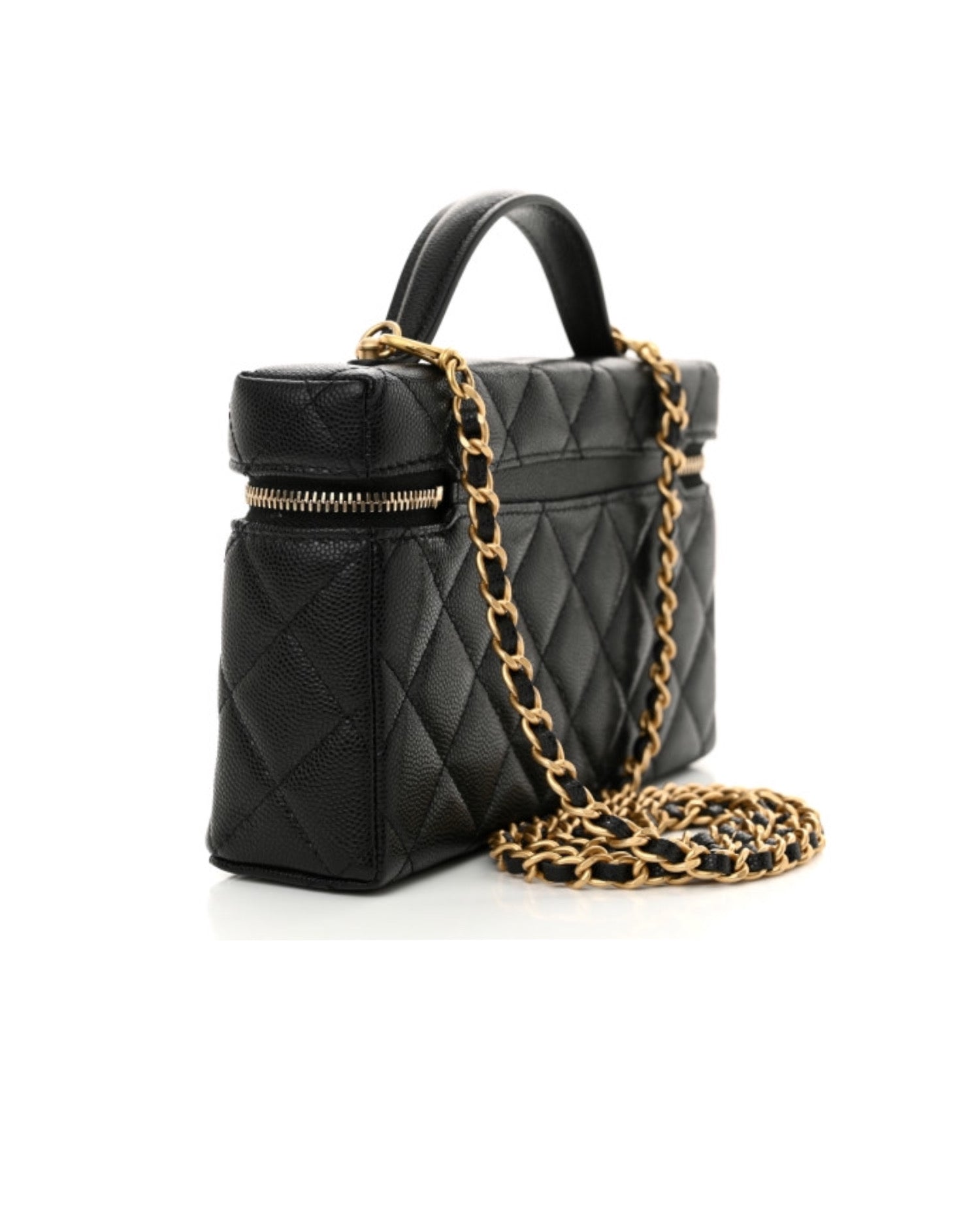 Coco Top Handle Clutch Slim With Chain Caviar Quilted Black