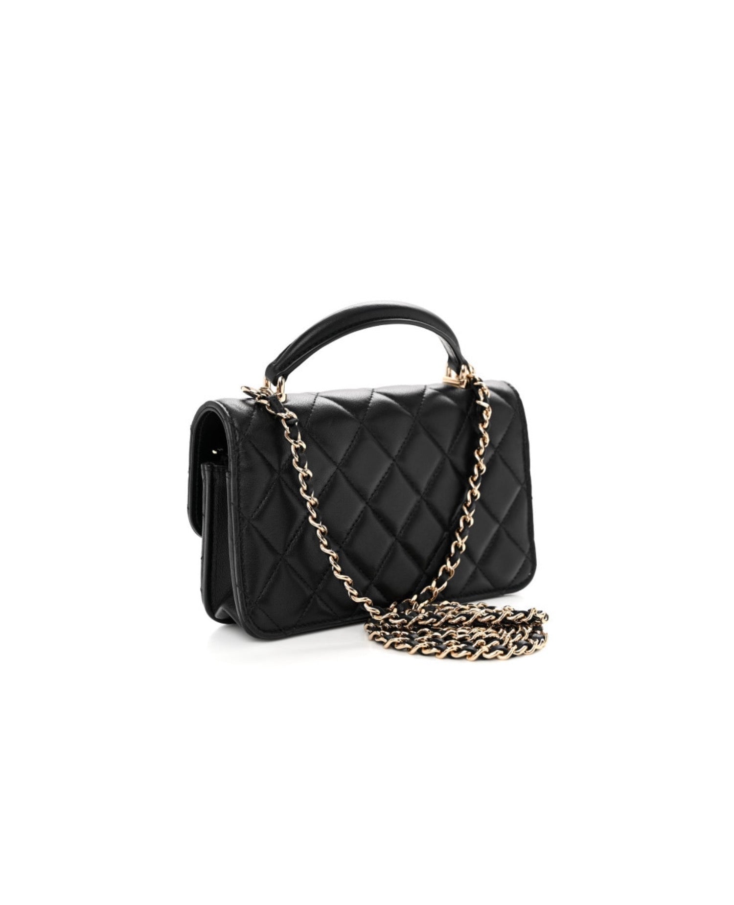 Coco Flap Phone Holder With Chain Black