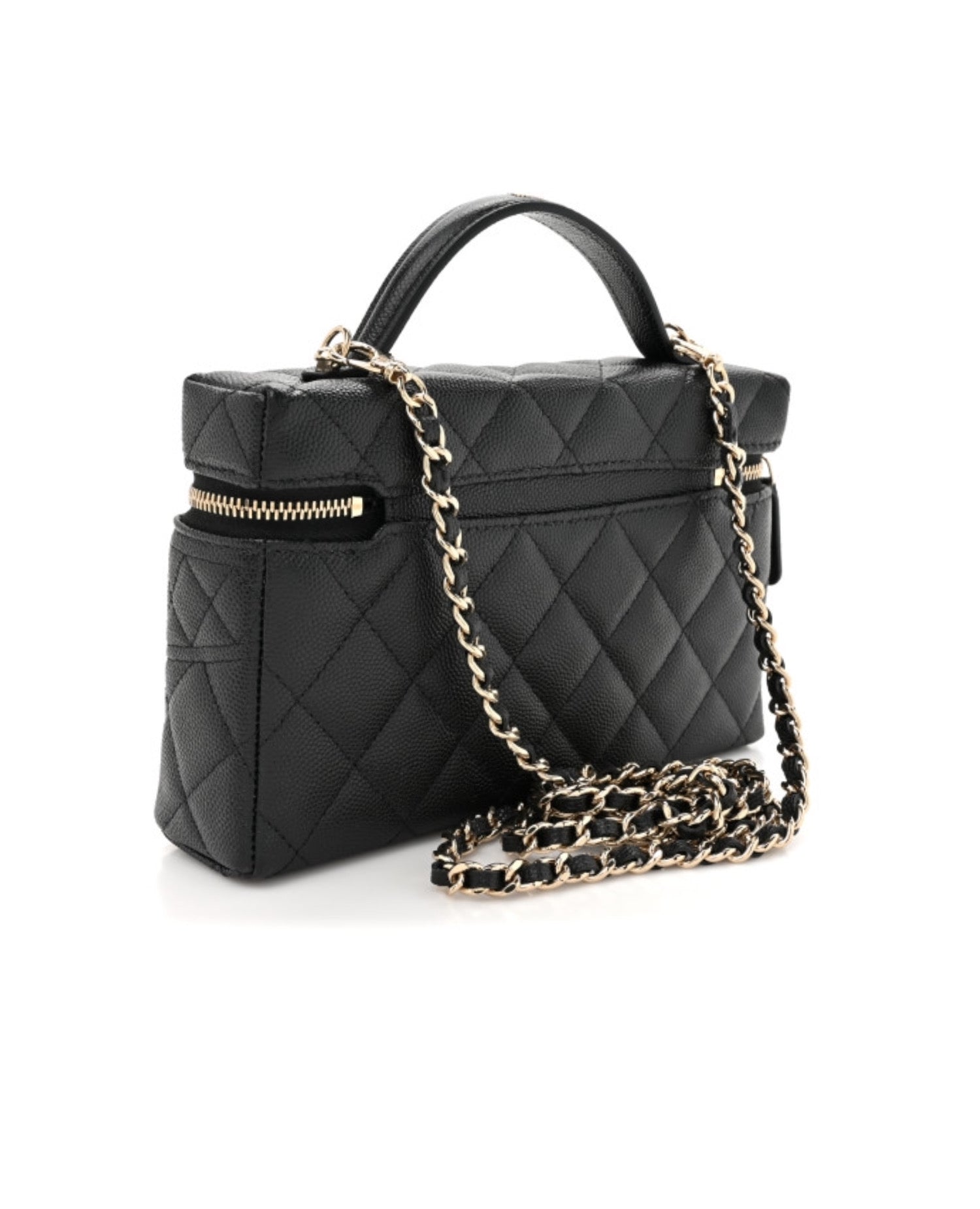 Coco Trendy Handle Slim Vanity Caviar Quilted Black