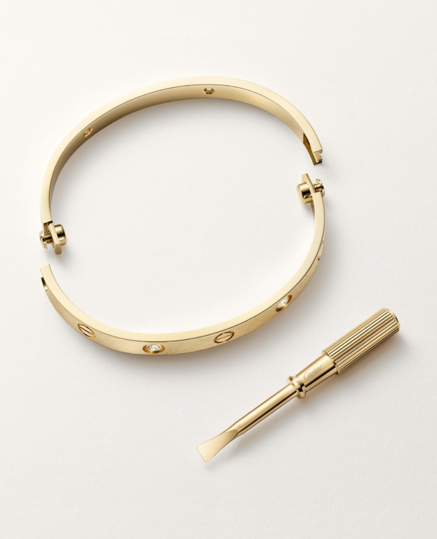 Cartier Love Bracelet, Classic Model, Brushed, 4 Diamonds
