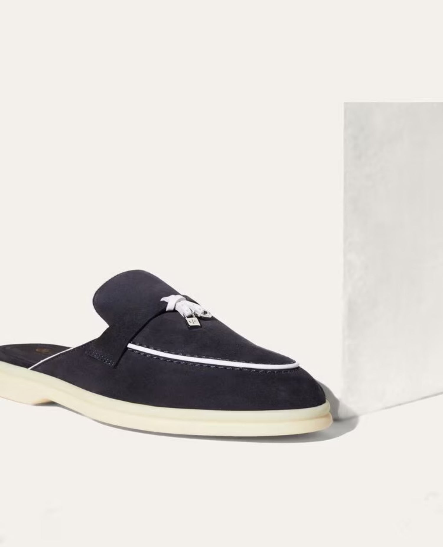 Loro Piana Babouche Charms Walk Loafers Navy Blue