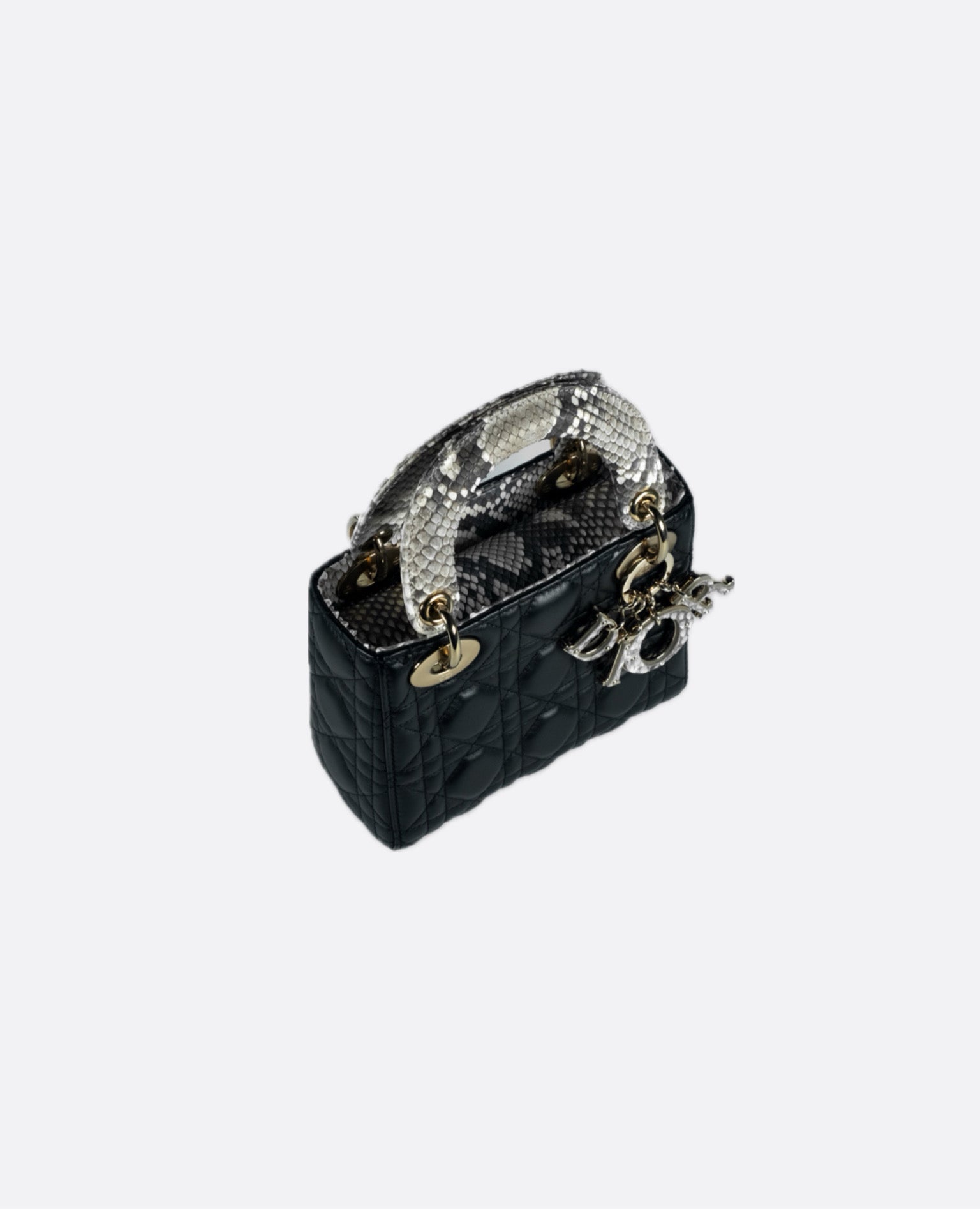 Christian Dior Mini Lady Dior Bag  Black Calfskin Python