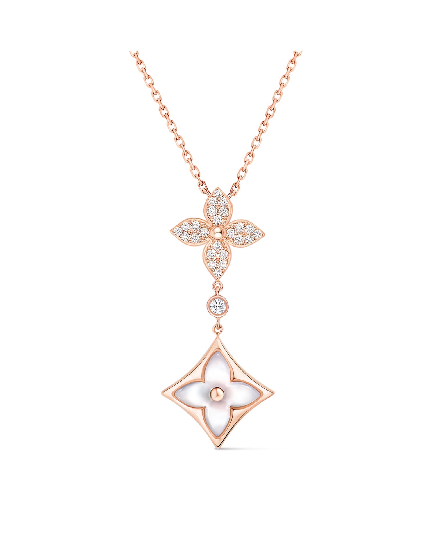 LVN Color Blossom M Star Multi-Motif Pendant, Pink Gold, White Mother-of-Pearl and Diamonds