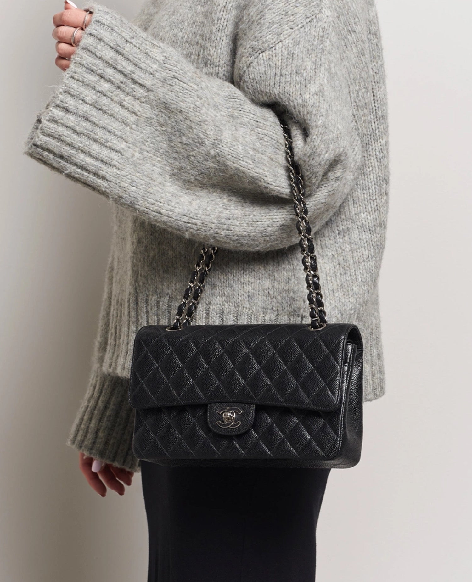 Coco Medium Classic Double Flap Silver Hardware