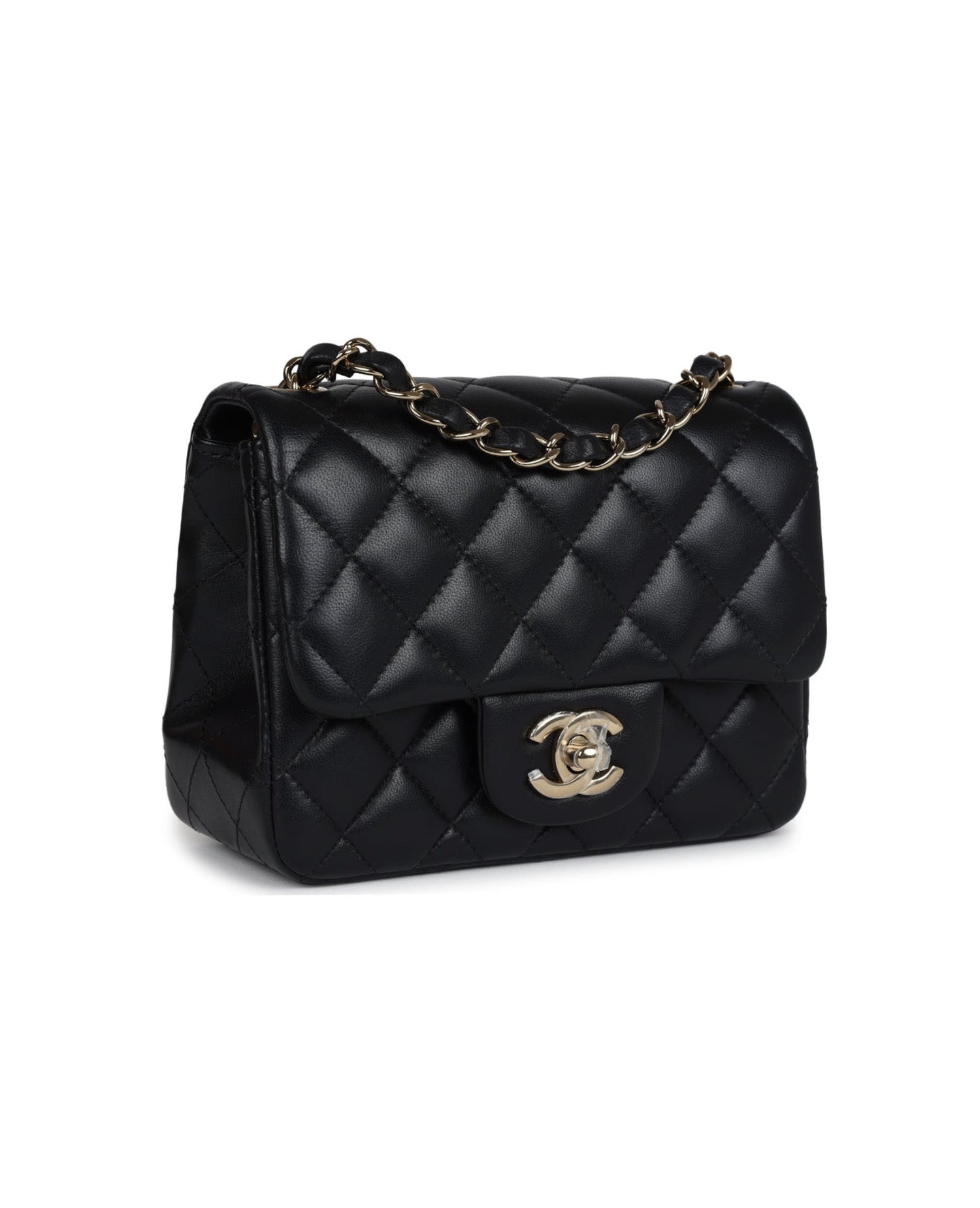 Coco Mini Classic Square Flap Bag Black Gold Hardware