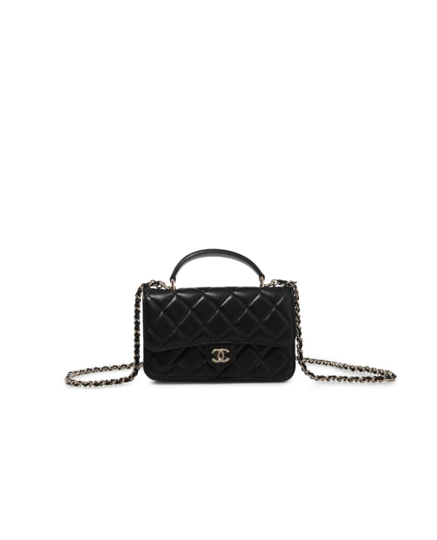 Coco Flap Phone Holder With Chain Black