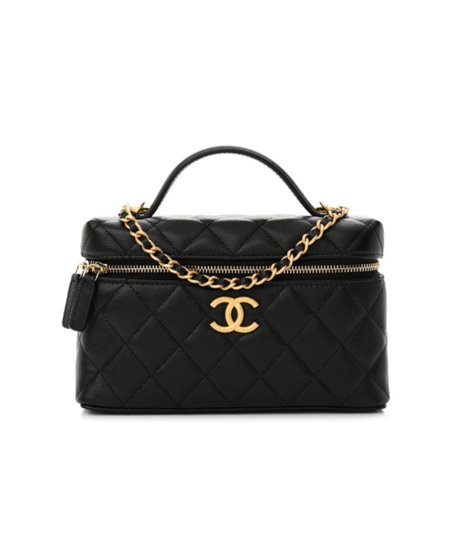 Coco Top Handle Clutch Slim With Chain Caviar Quilted Black