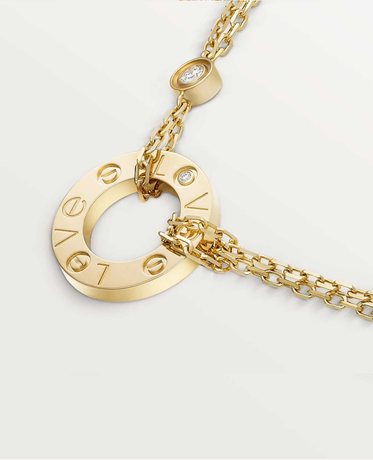 Cartier Love Necklace, 2 Diamonds Gold