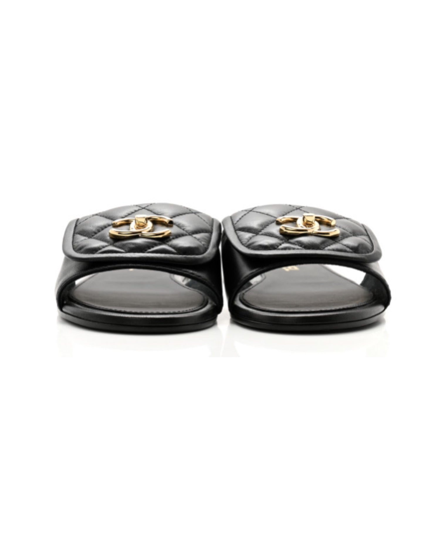 Coco Lambskin Quilted Turnlock Flat Mules
