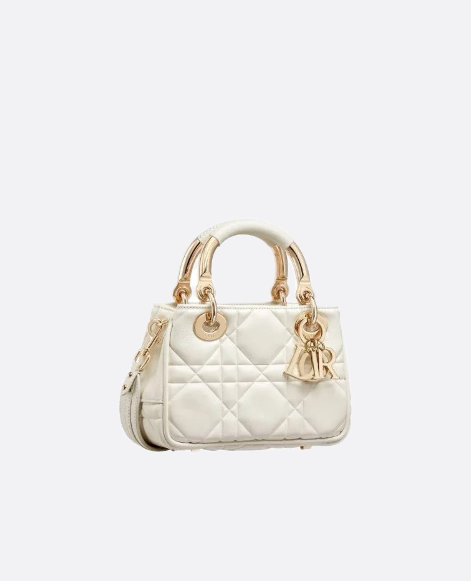 Christian Dior 95.22 latte white rattan plaid lambskin mini handbag