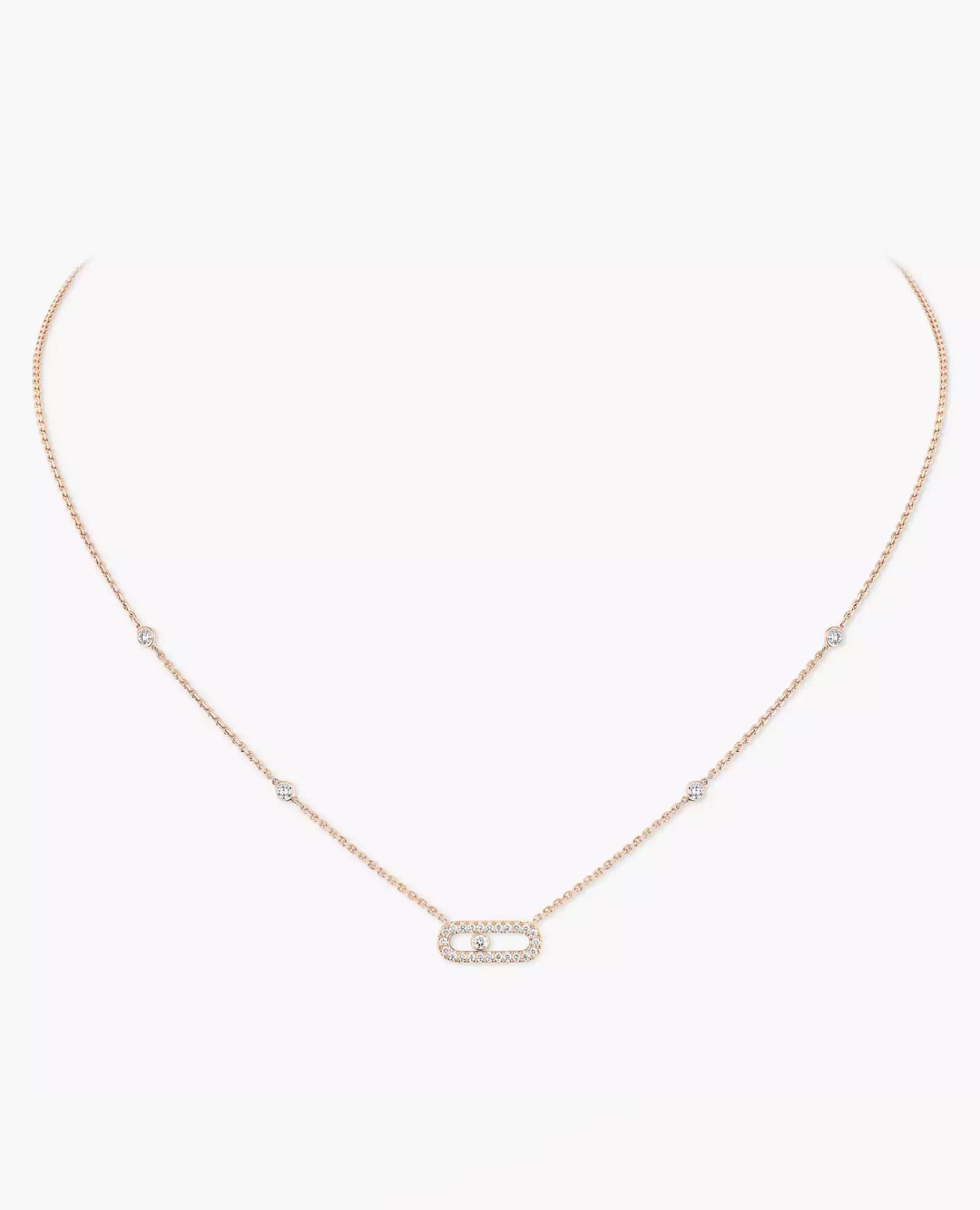 Messika Move Uno Pavé Rose Gold Necklace