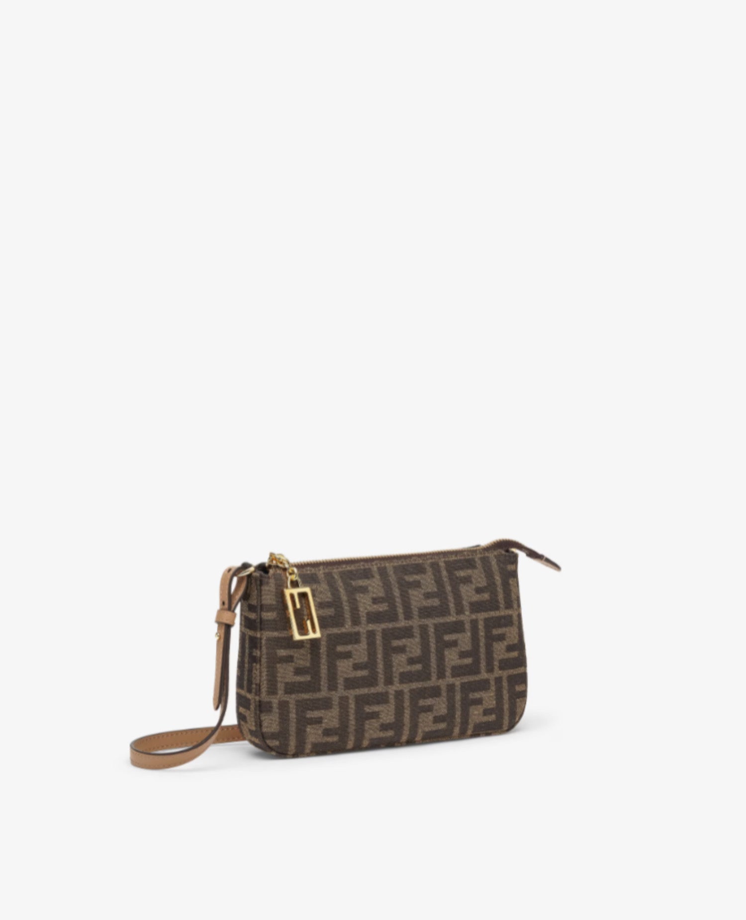 Fendi Baguette Pouch Brown jacquard FF fabric