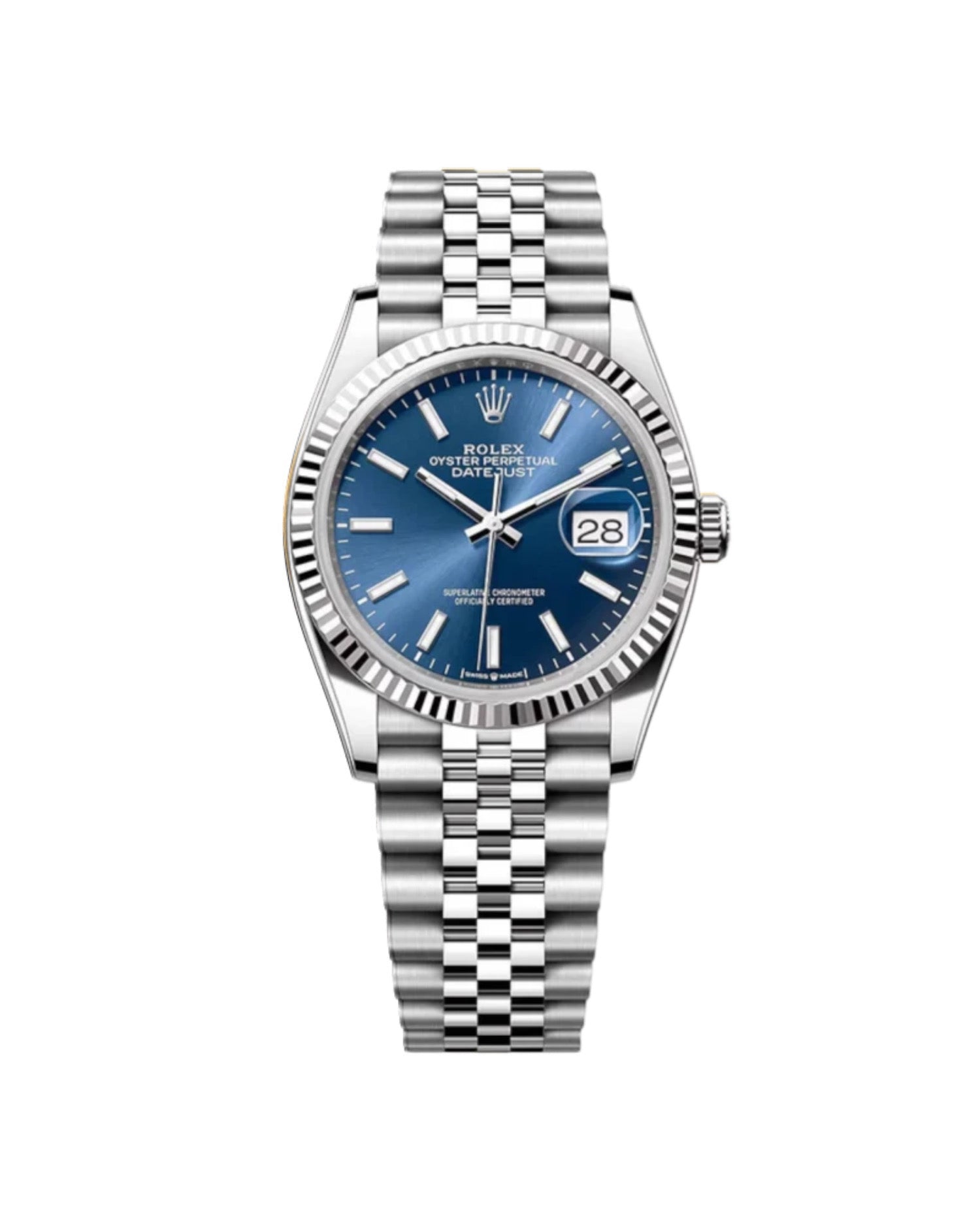 Rolex Datejust 31 Oyster, 31 mm, Oystersteel, white gold, Blue Dial