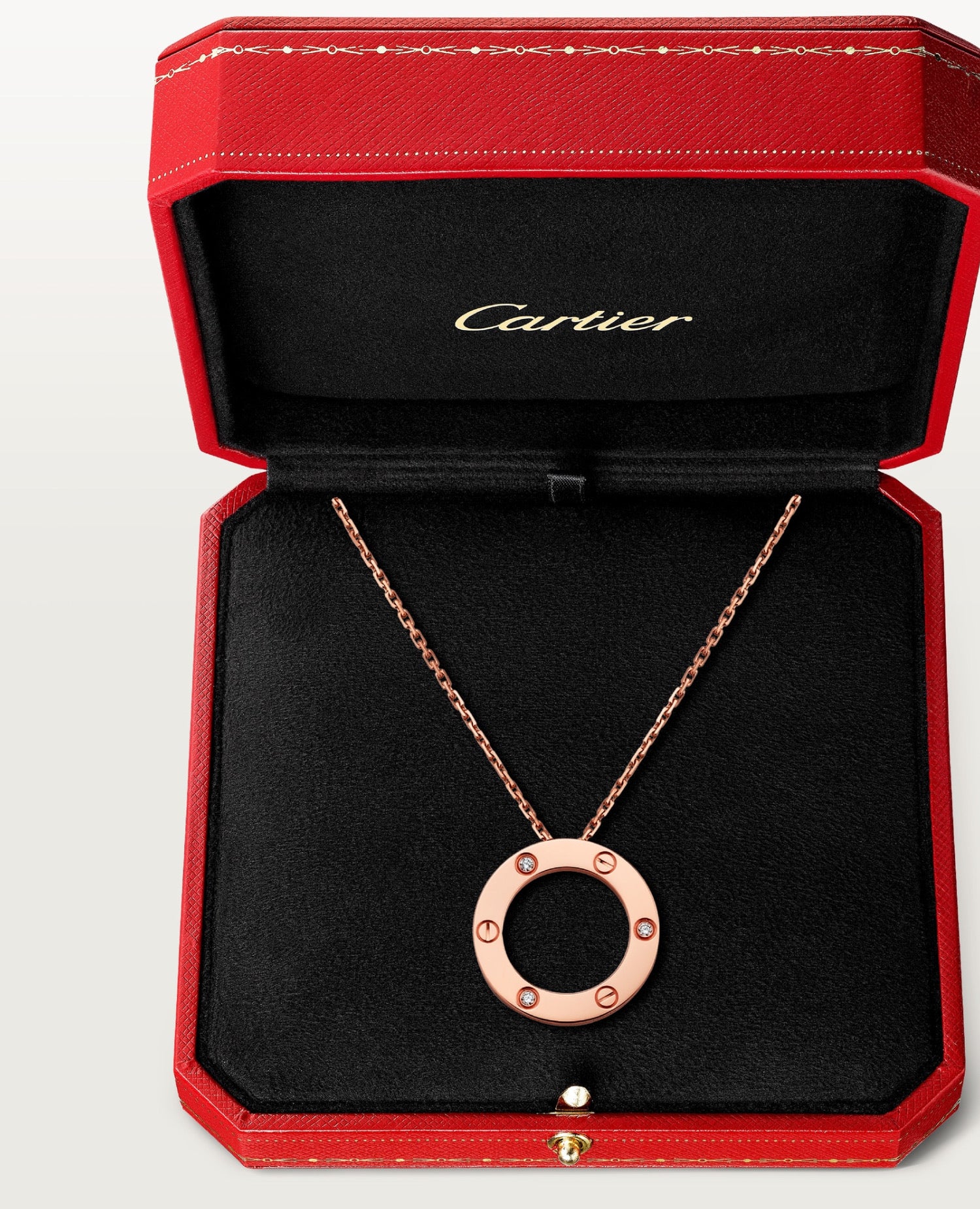Cartier Love Rose Gold Necklace, 3 Diamonds