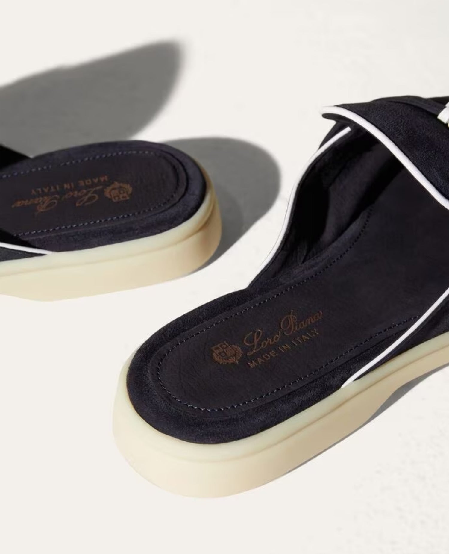 Loro Piana Babouche Charms Walk Loafers Navy Blue